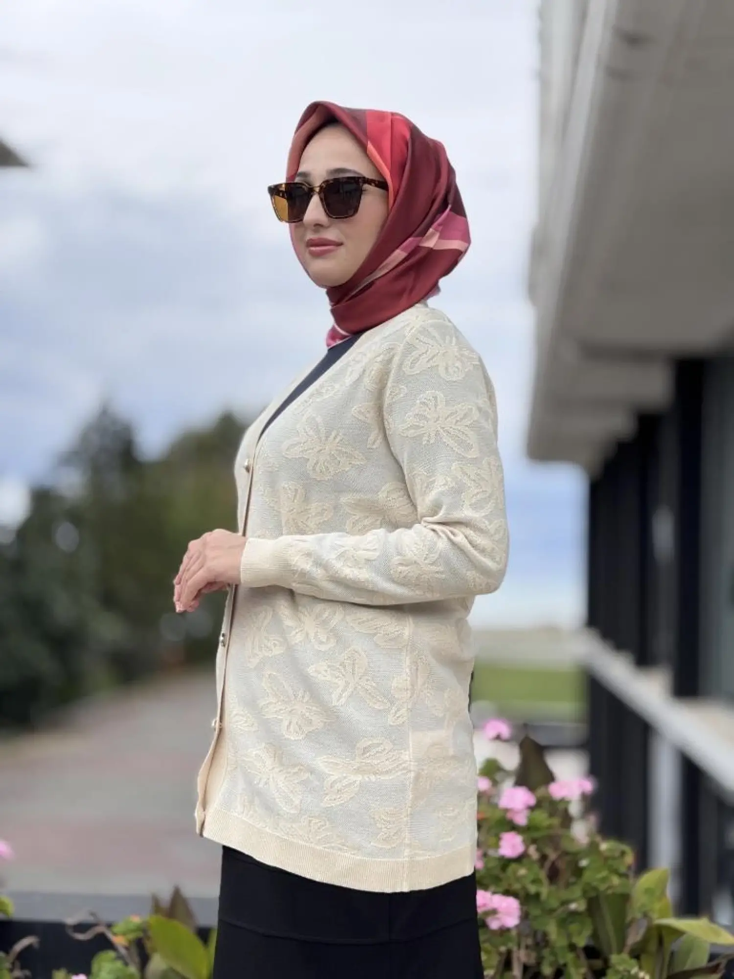 Tığ Triko Kelebek Sim Jakarlı Triko Hırka HRK21853