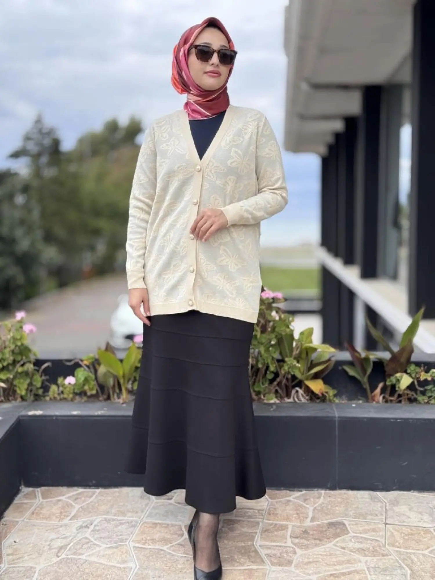 Tığ Triko Kelebek Sim Jakarlı Triko Hırka HRK21853