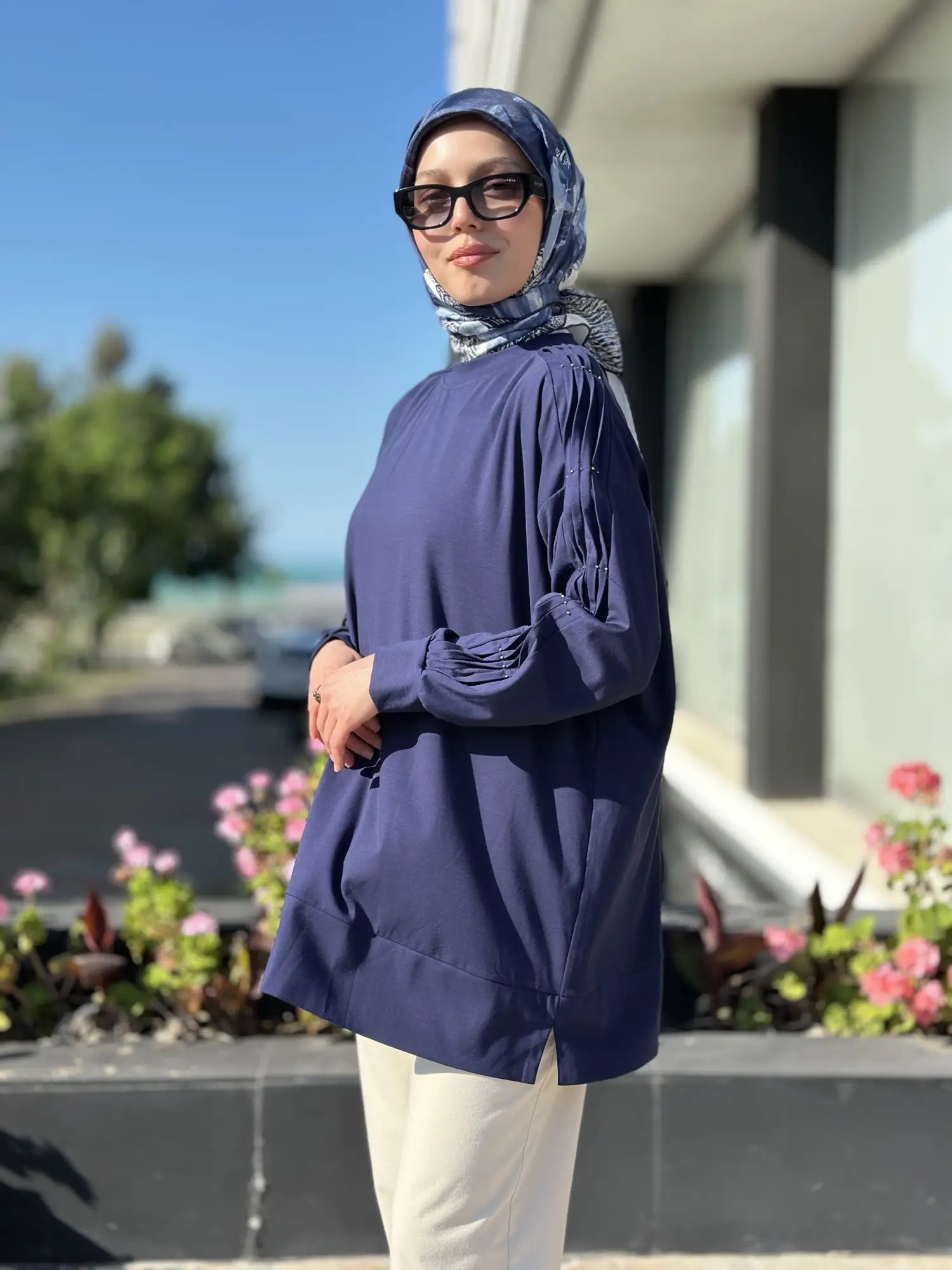 Tığ Triko Kolu Drape Detaylı Modal Tunik TNK4053