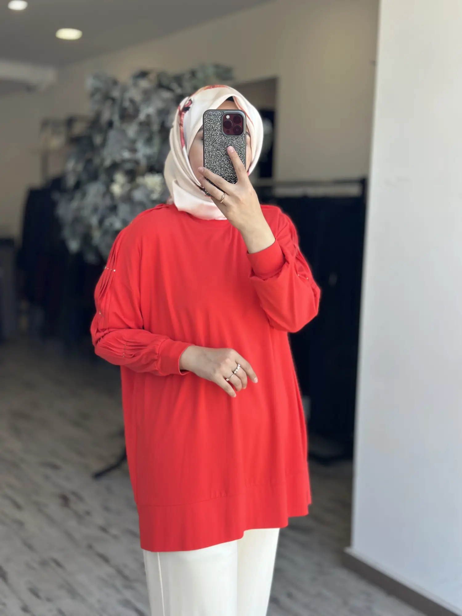 Tığ Triko Kolu Drape Detaylı Modal Tunik TNK4053