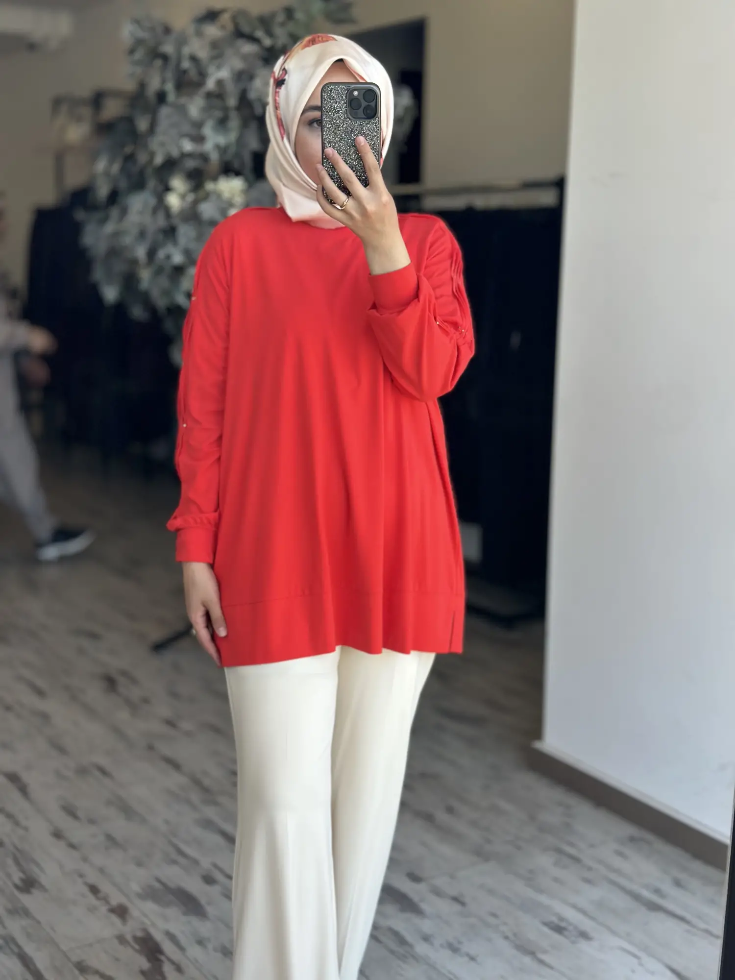 Tığ Triko Kolu Drape Detaylı Modal Tunik TNK4053