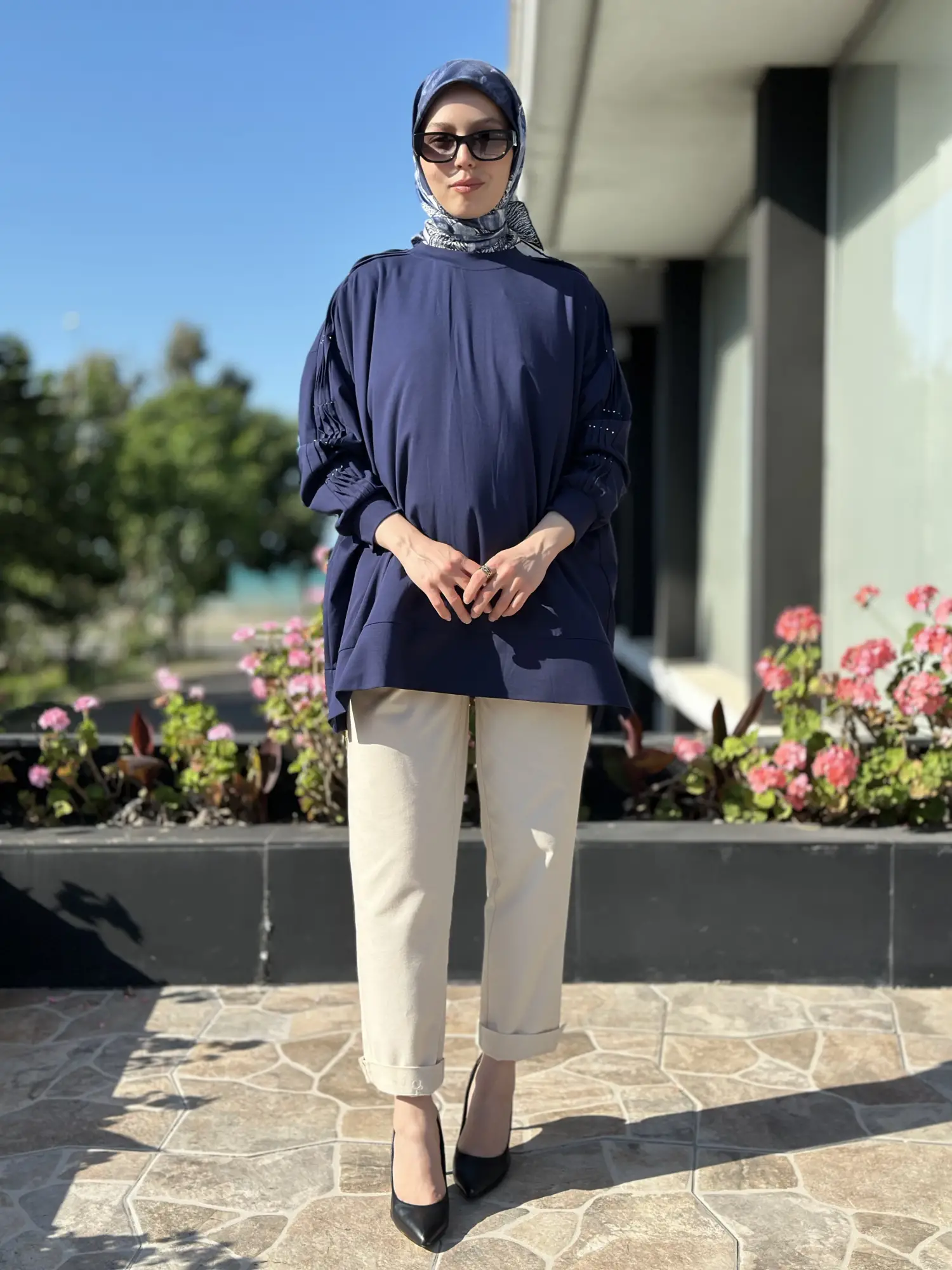 Tığ Triko Kolu Drape Detaylı Modal Tunik TNK4053
