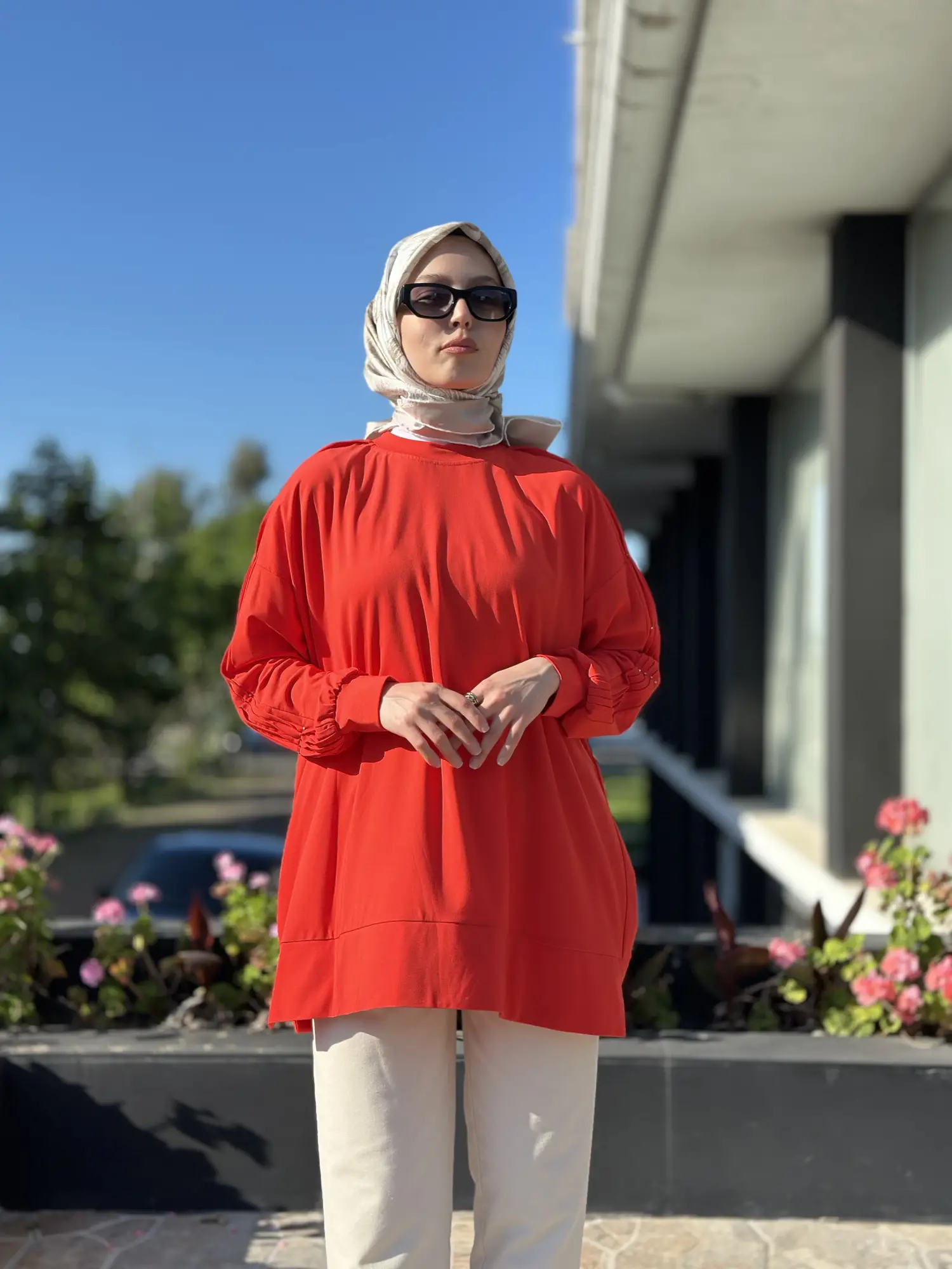 Tığ Triko Kolu Drape Detaylı Modal Tunik TNK4053