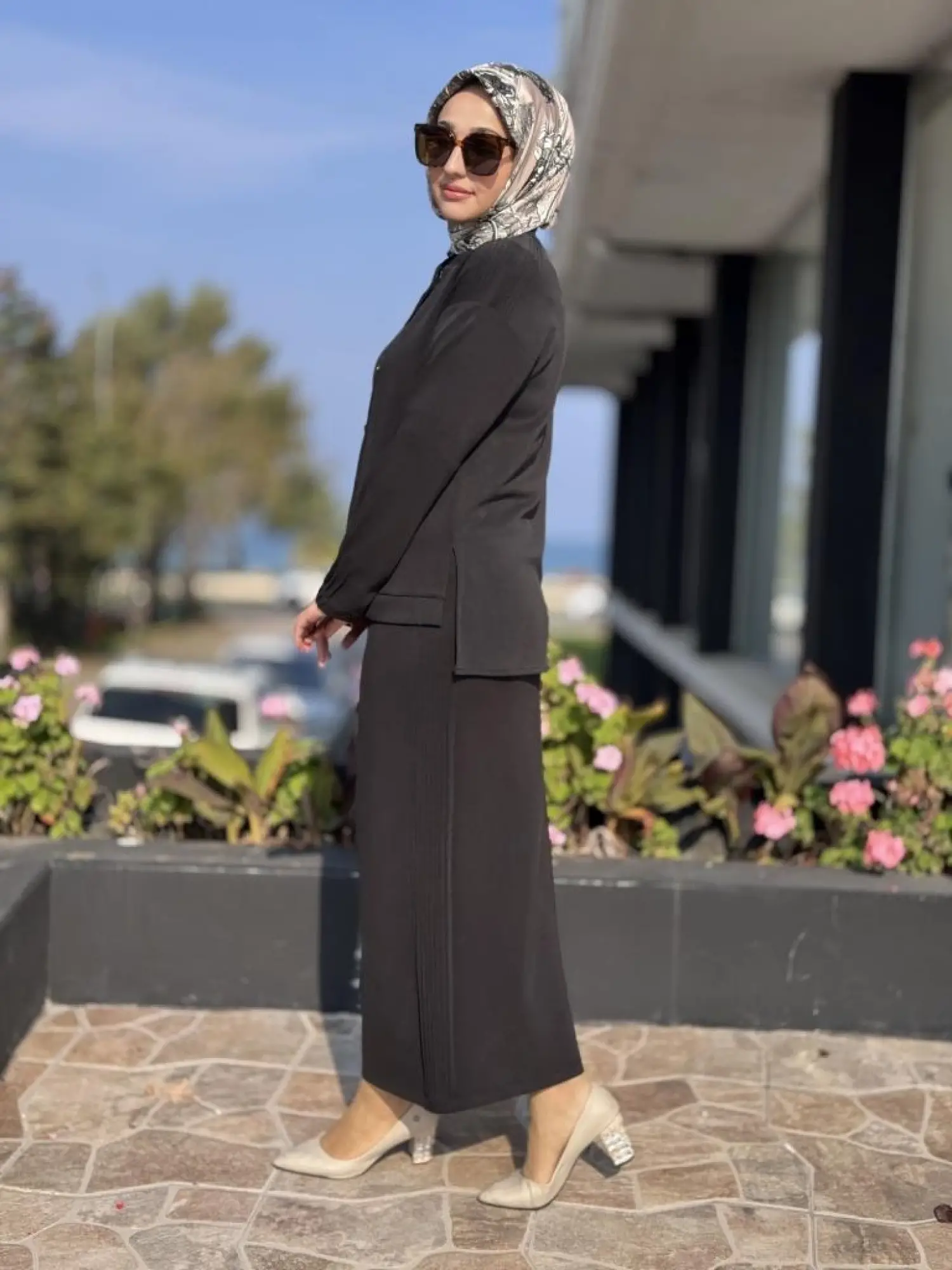 Tığ Triko Nervür Detaylı Etekli Takım TKM5029