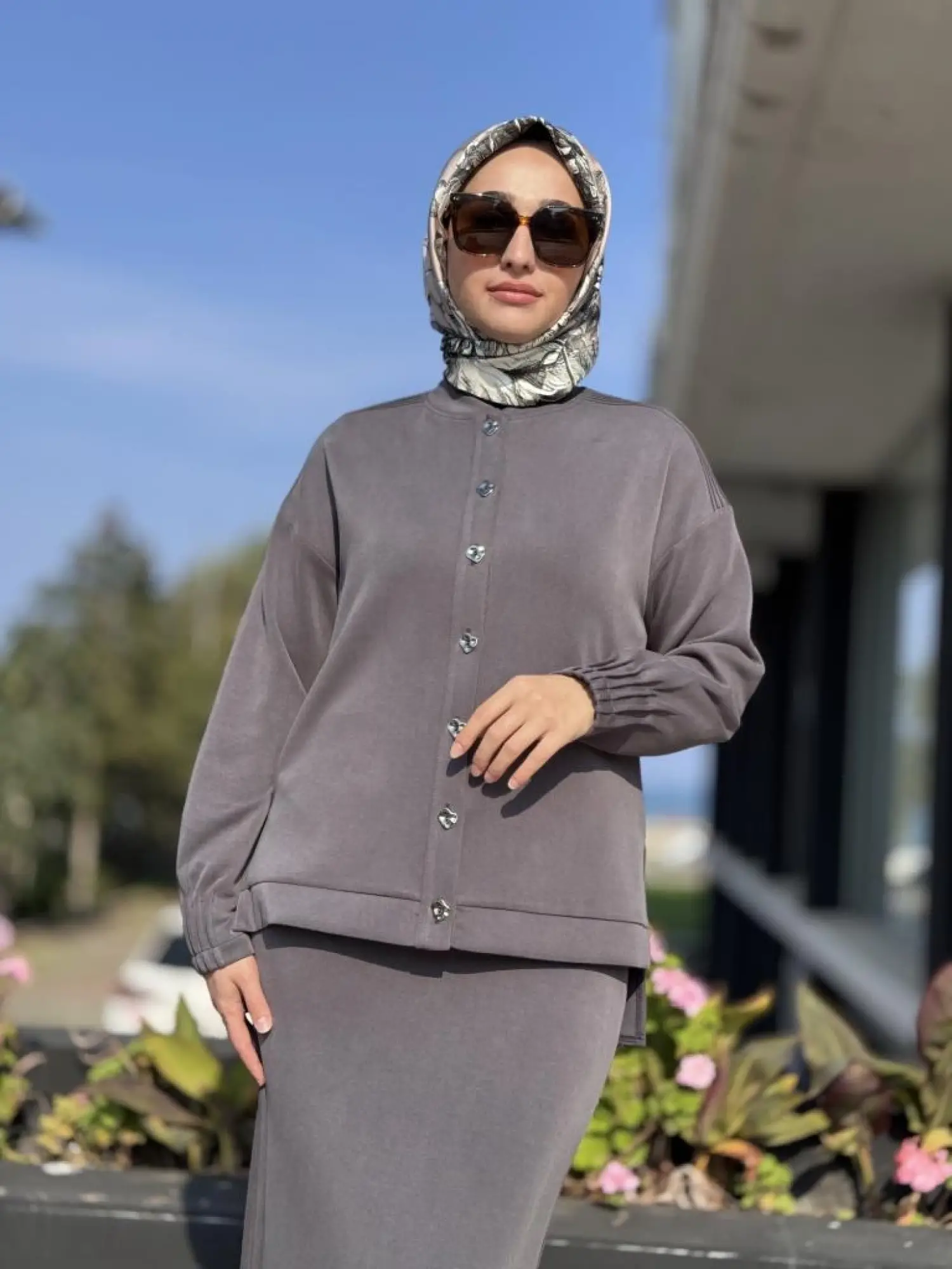 Tığ Triko Nervür Detaylı Etekli Takım TKM5029