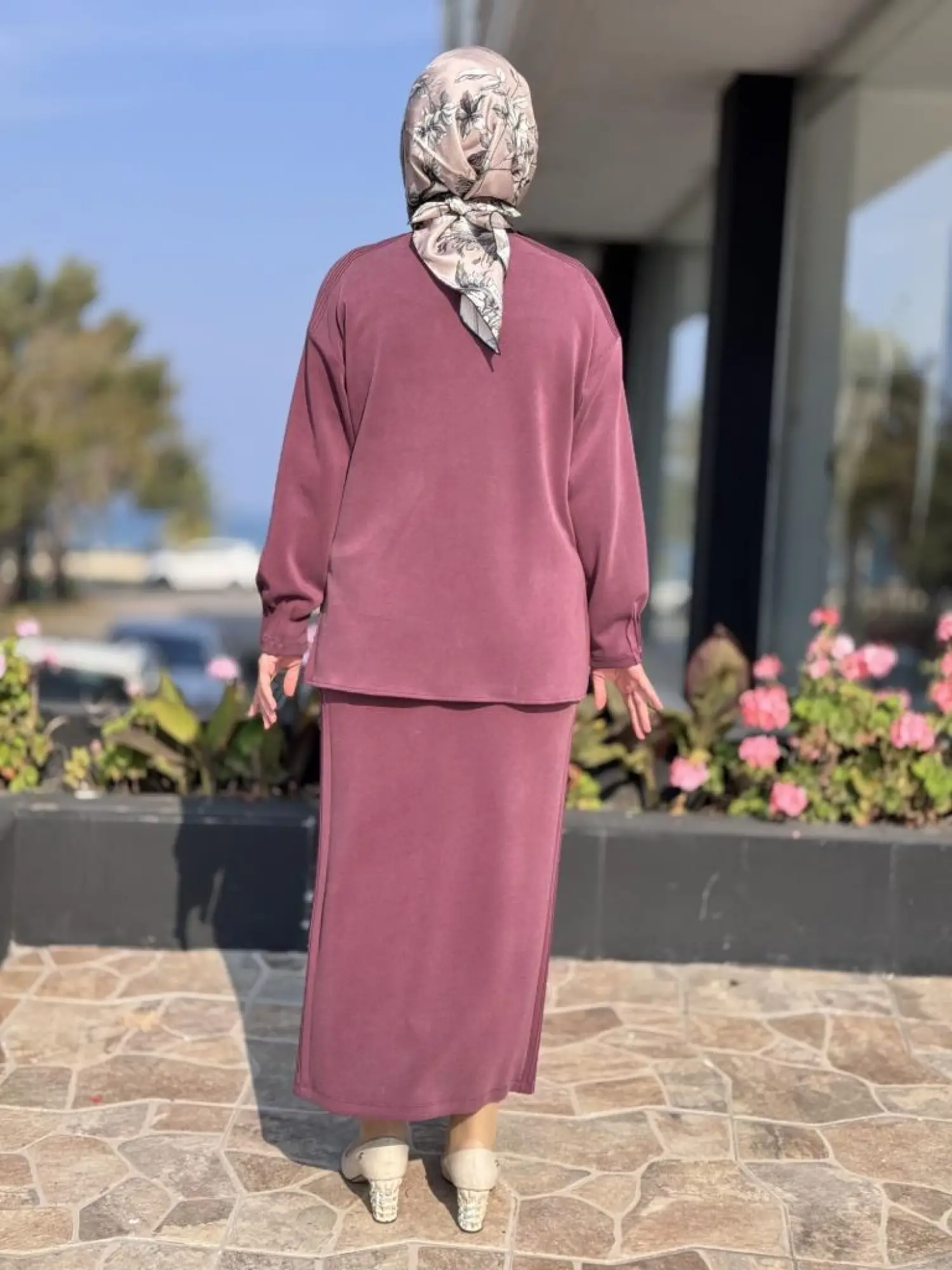 Tığ Triko Nervür Detaylı Etekli Takım TKM5029