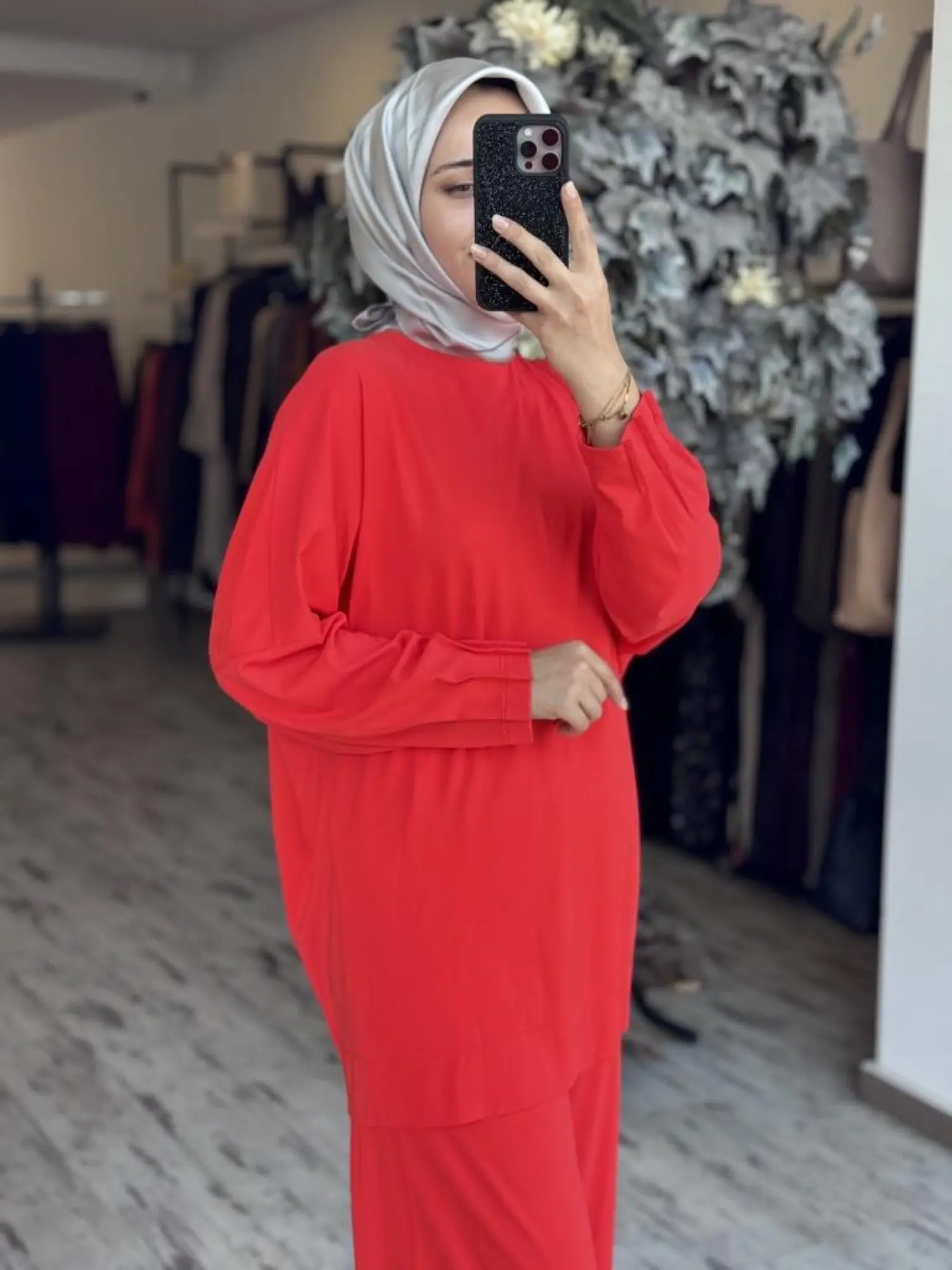 Tığ Triko Nervür Detaylı Tunik Pantolon Takım TKM3031