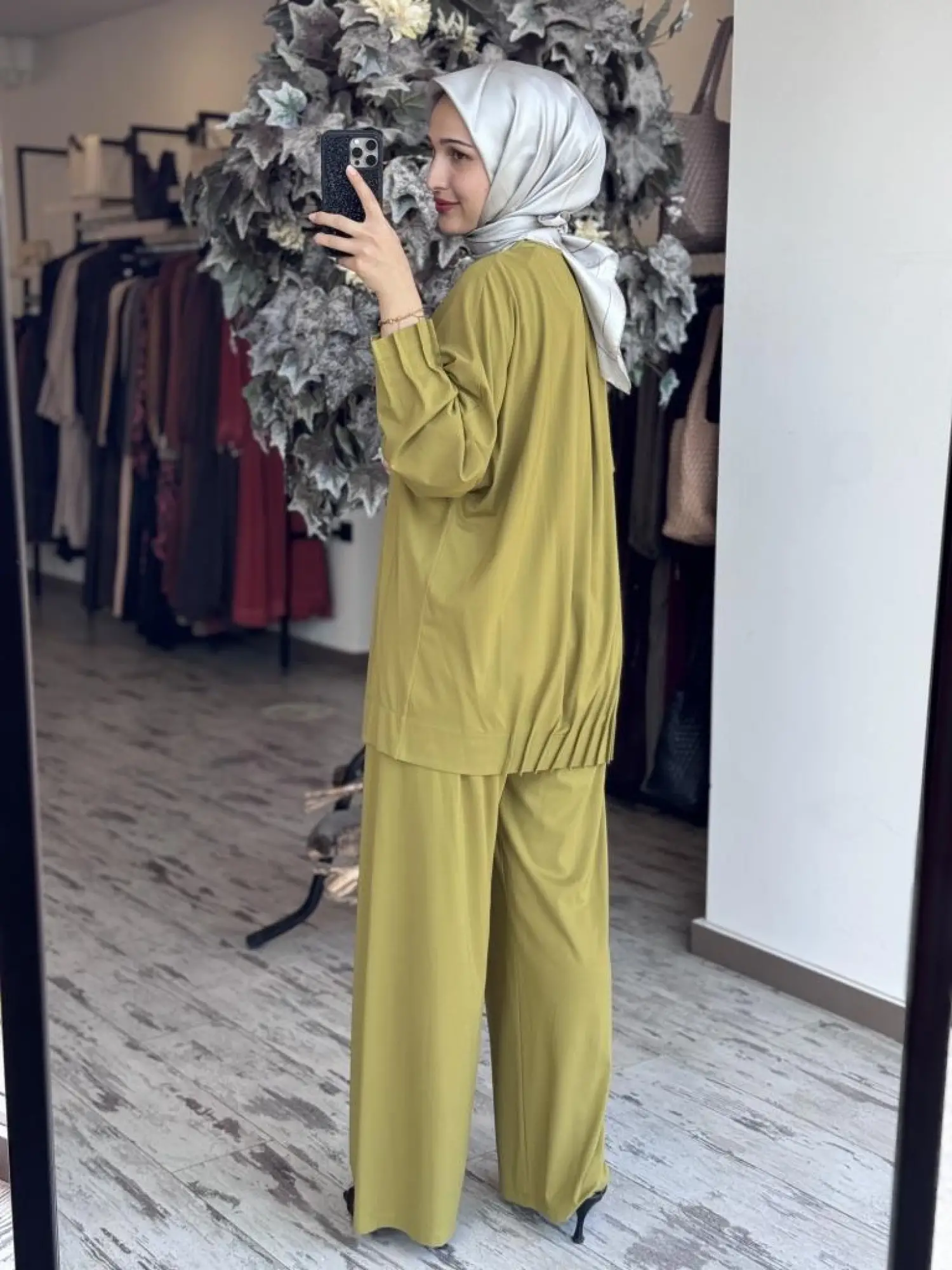 Tığ Triko Nervür Detaylı Tunik Pantolon Takım TKM3031