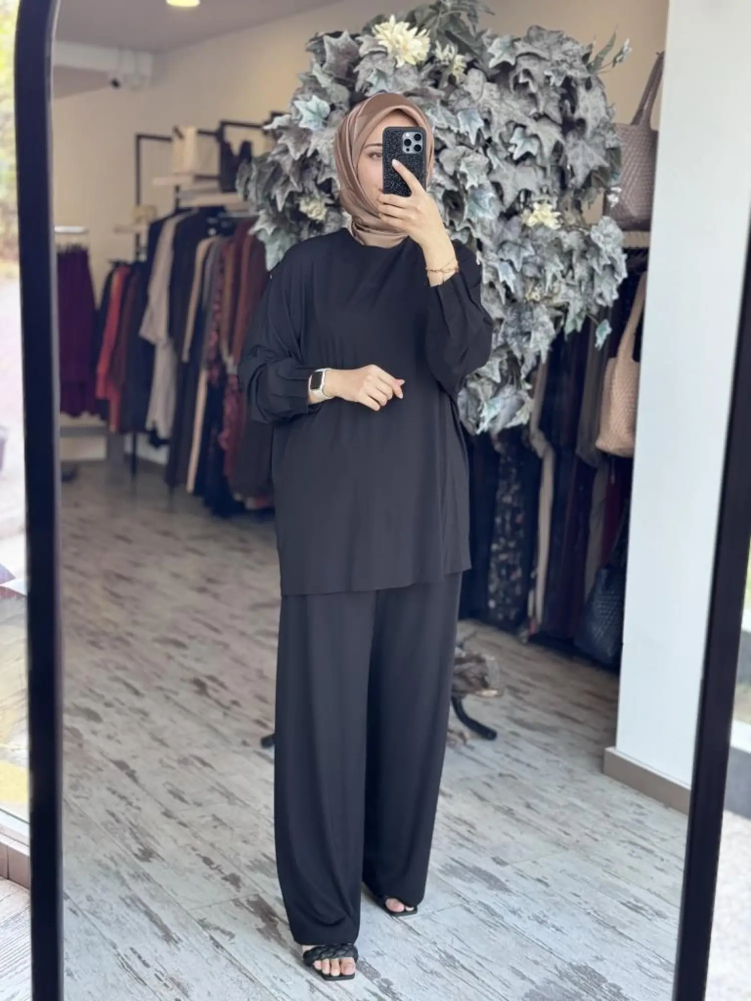 Tığ Triko Nervür Detaylı Tunik Pantolon Takım TKM3031