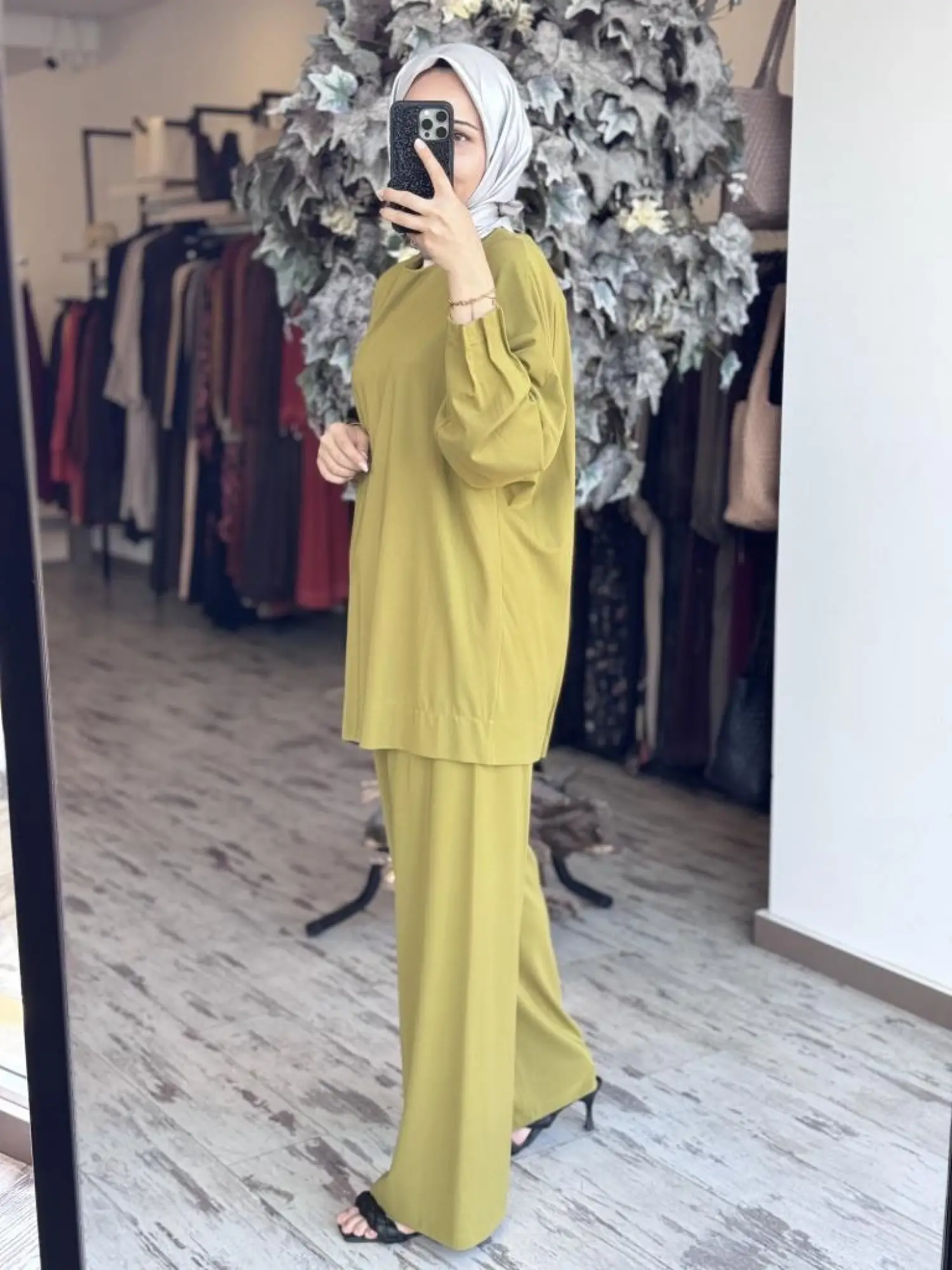 Tığ Triko Nervür Detaylı Tunik Pantolon Takım TKM3031