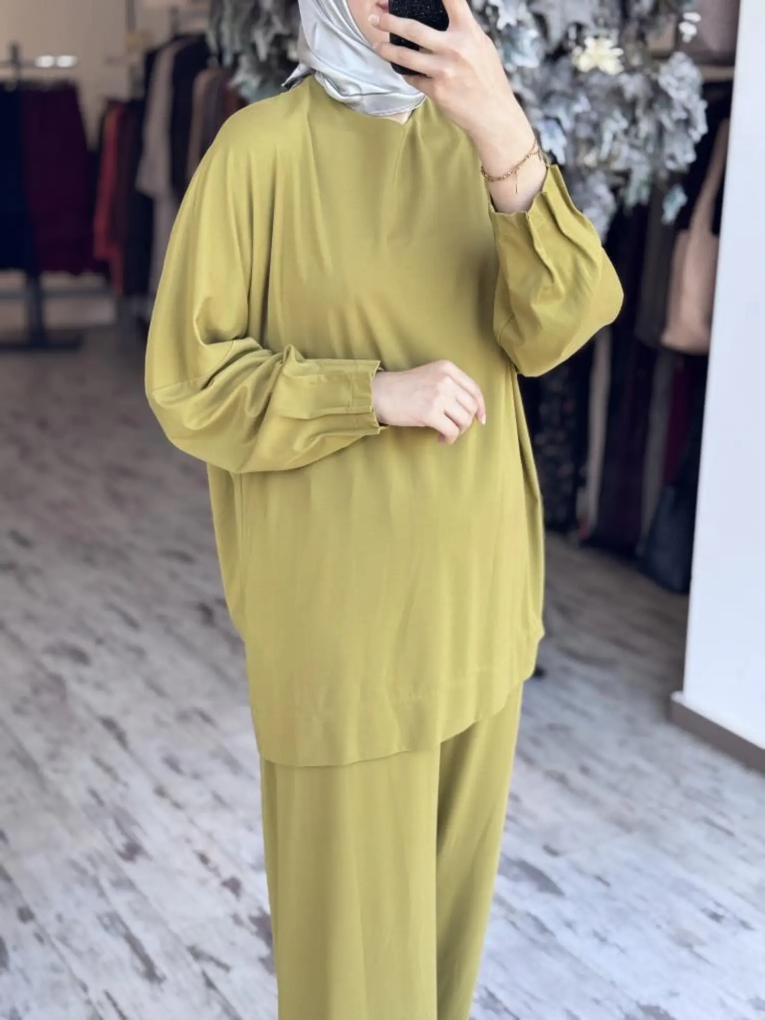 Tığ Triko Nervür Detaylı Tunik Pantolon Takım TKM3031