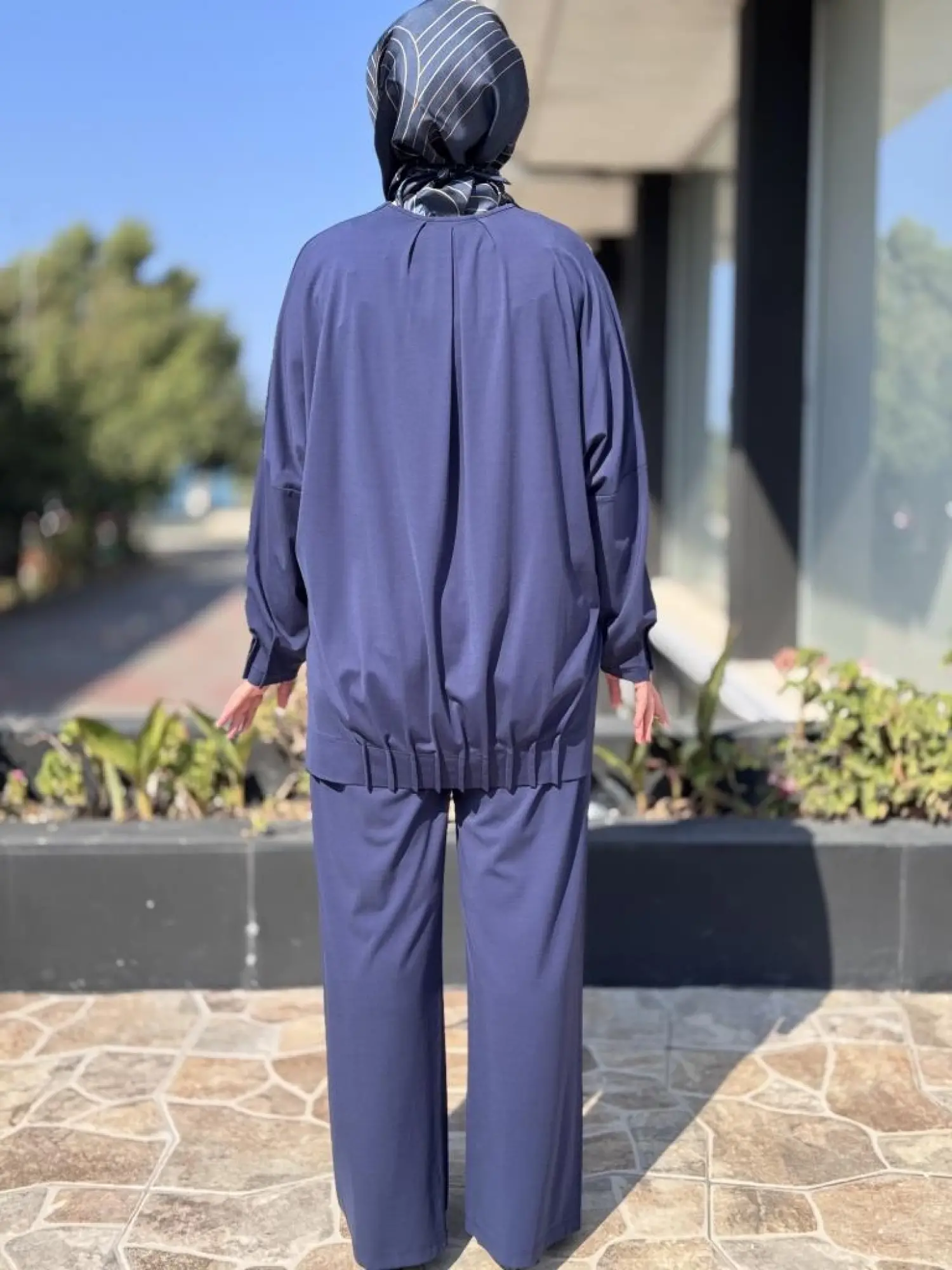 Tığ Triko Nervür Detaylı Tunik Pantolon Takım TKM3031