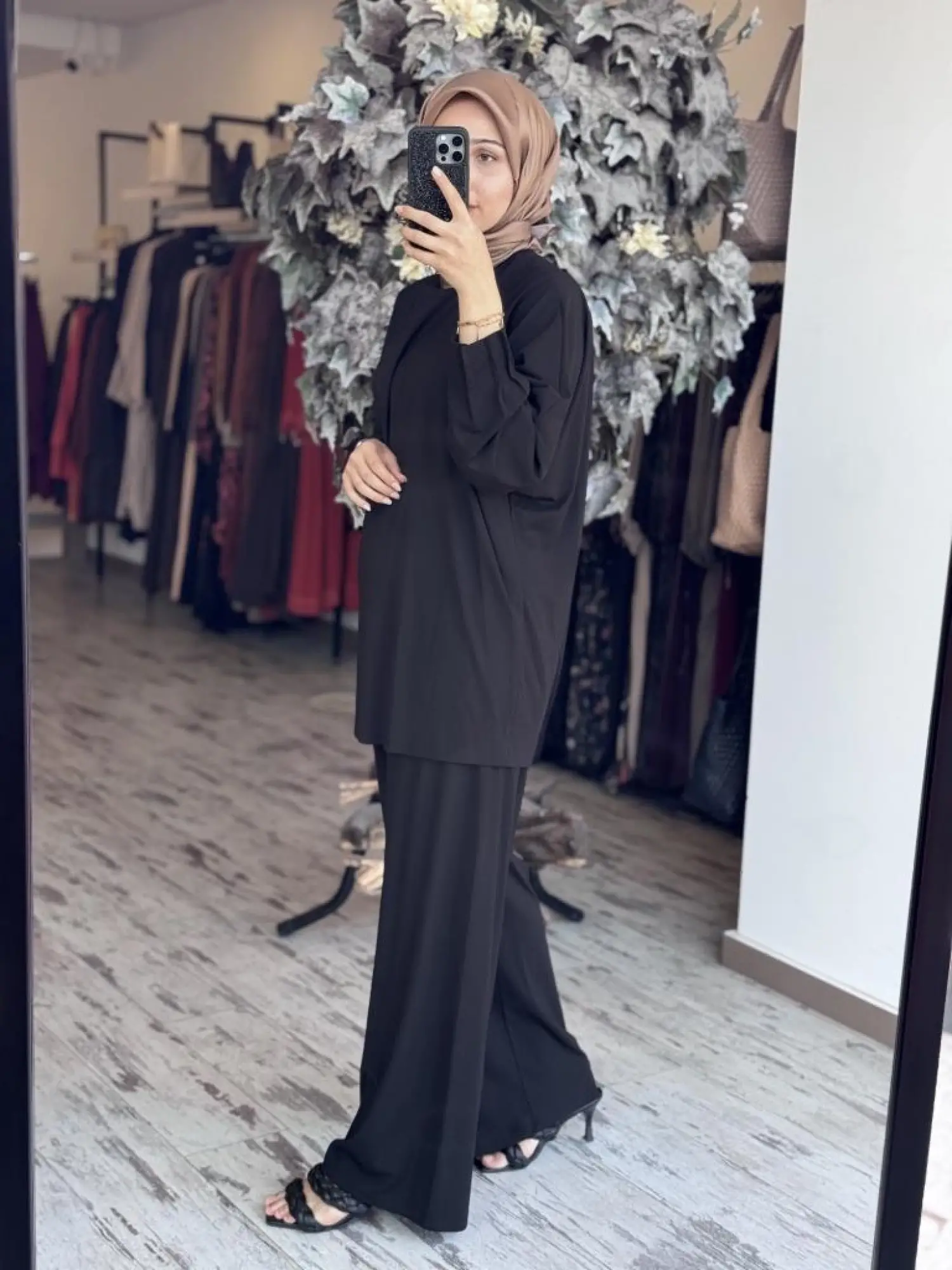 Tığ Triko Nervür Detaylı Tunik Pantolon Takım TKM3031