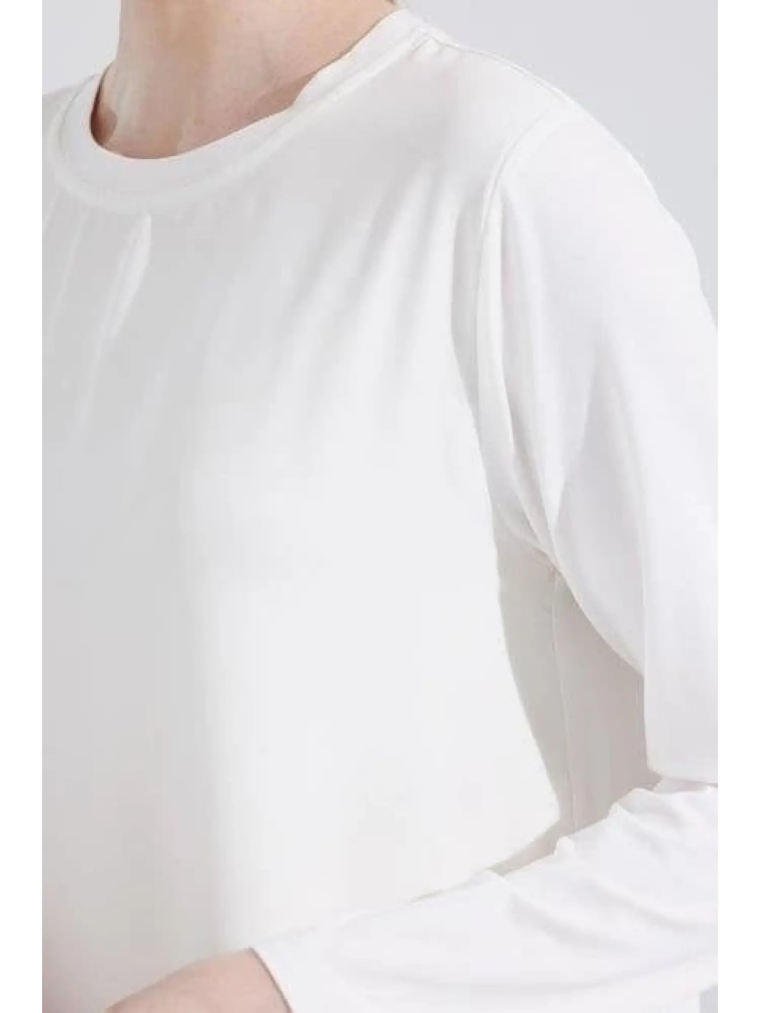 Tığ Triko Önü Şifon Sıfır Yakalı Uzun Kollu Penye Tunik TNK1815