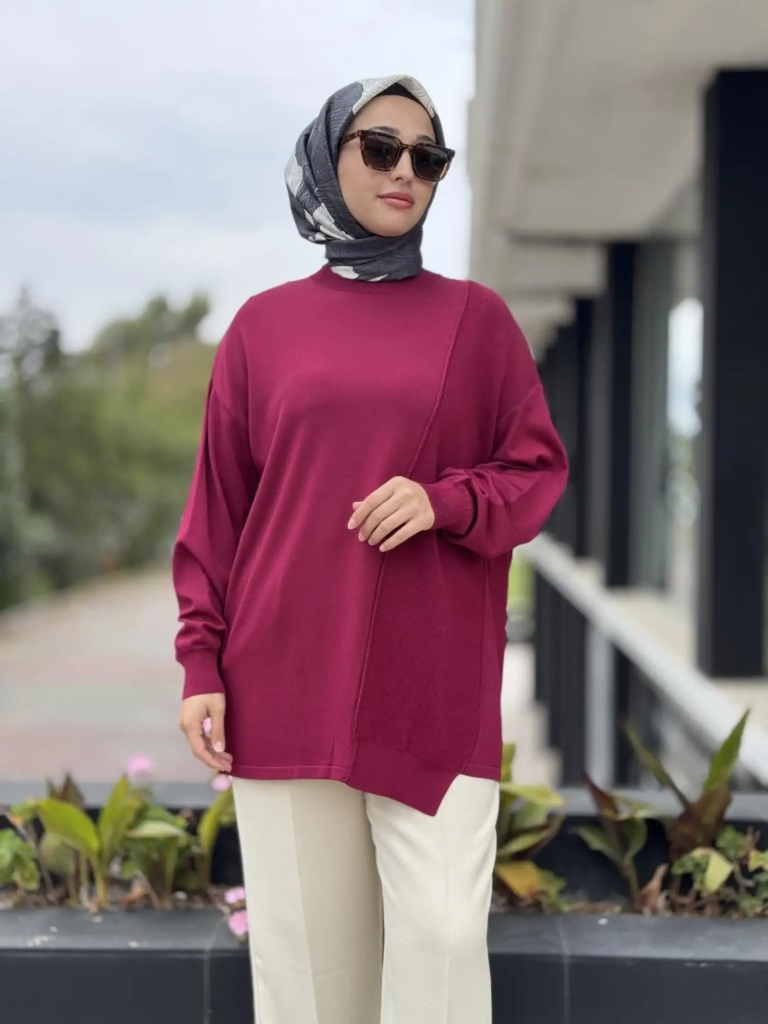 Tığ Triko Örgü Detaylı Rayon Tunik TNK21872