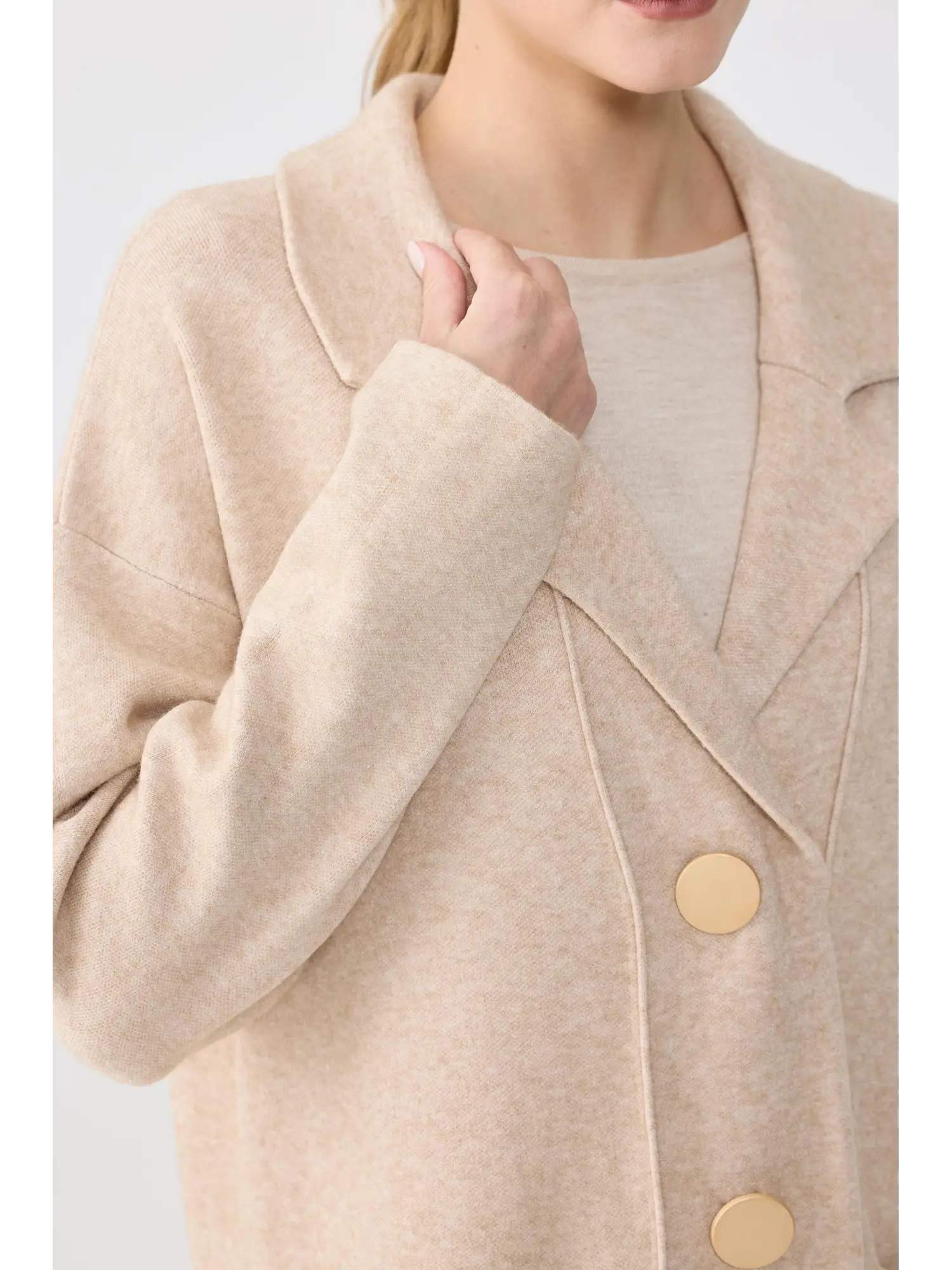 Tığ Triko Polo Yaka 3 Düğmeli Uzun Triko Hırka HRK22012