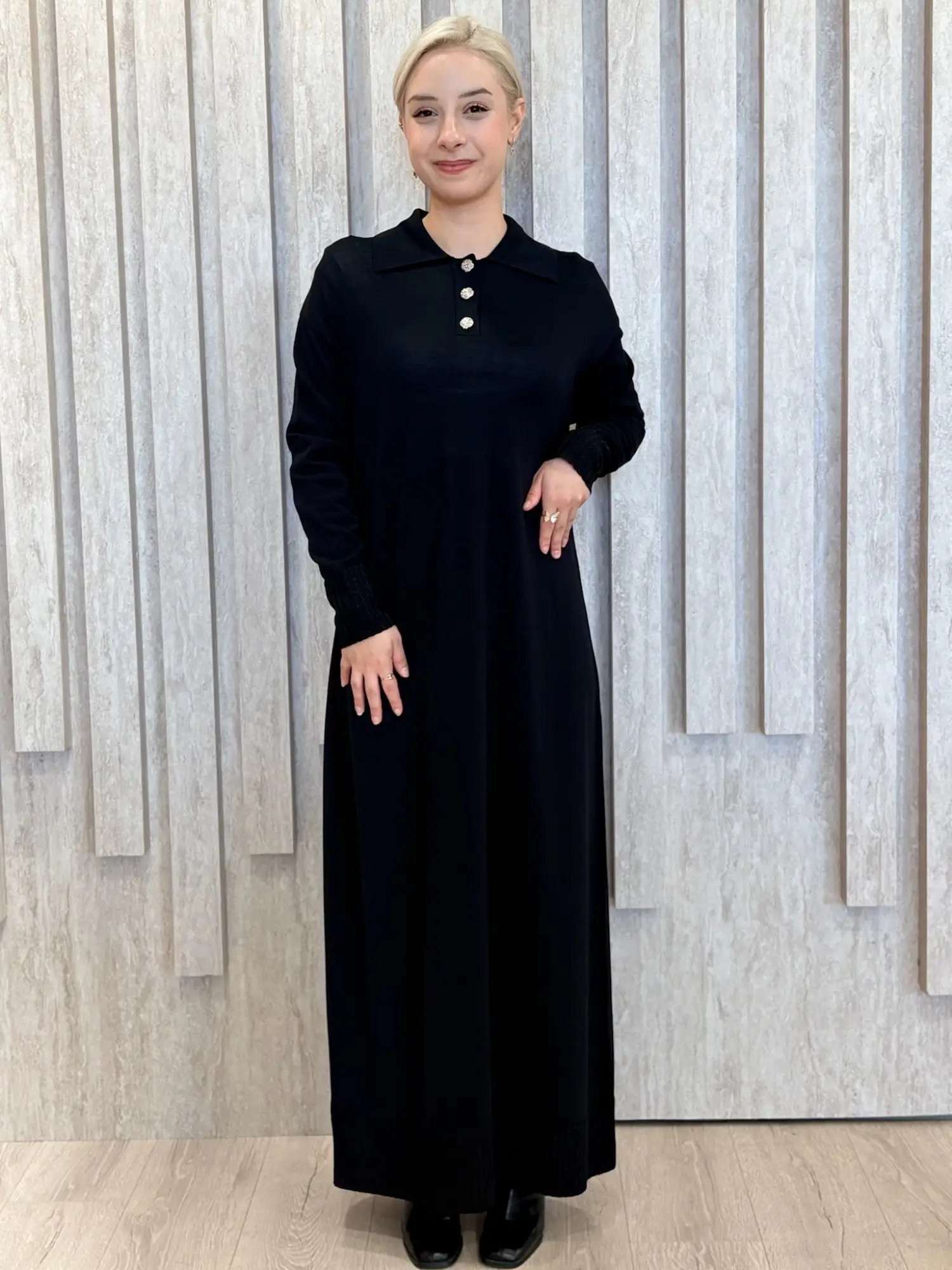 Tığ Triko Polo Yaka Rayon Elbise ELB21955
