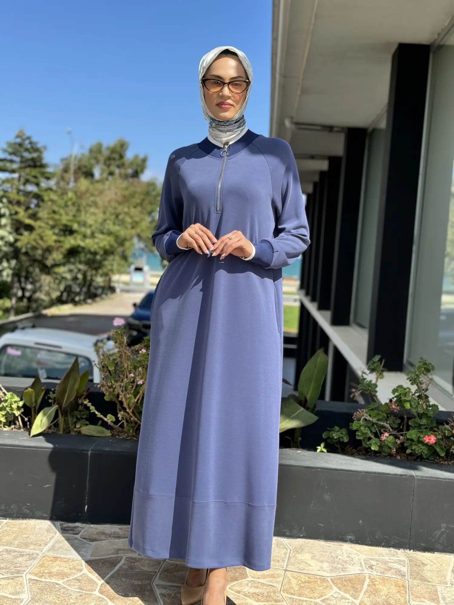 Tığ Triko Ribana Detaylı Yarım Fermuarlı Elbise ELB1768