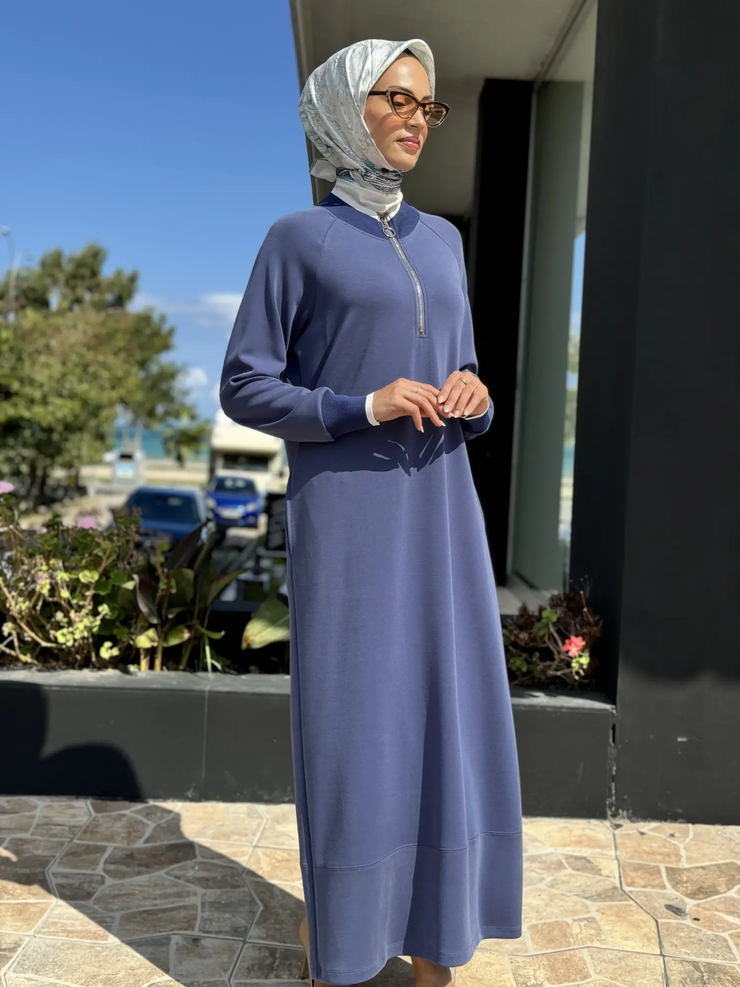 Tığ Triko Ribana Detaylı Yarım Fermuarlı Elbise ELB1768