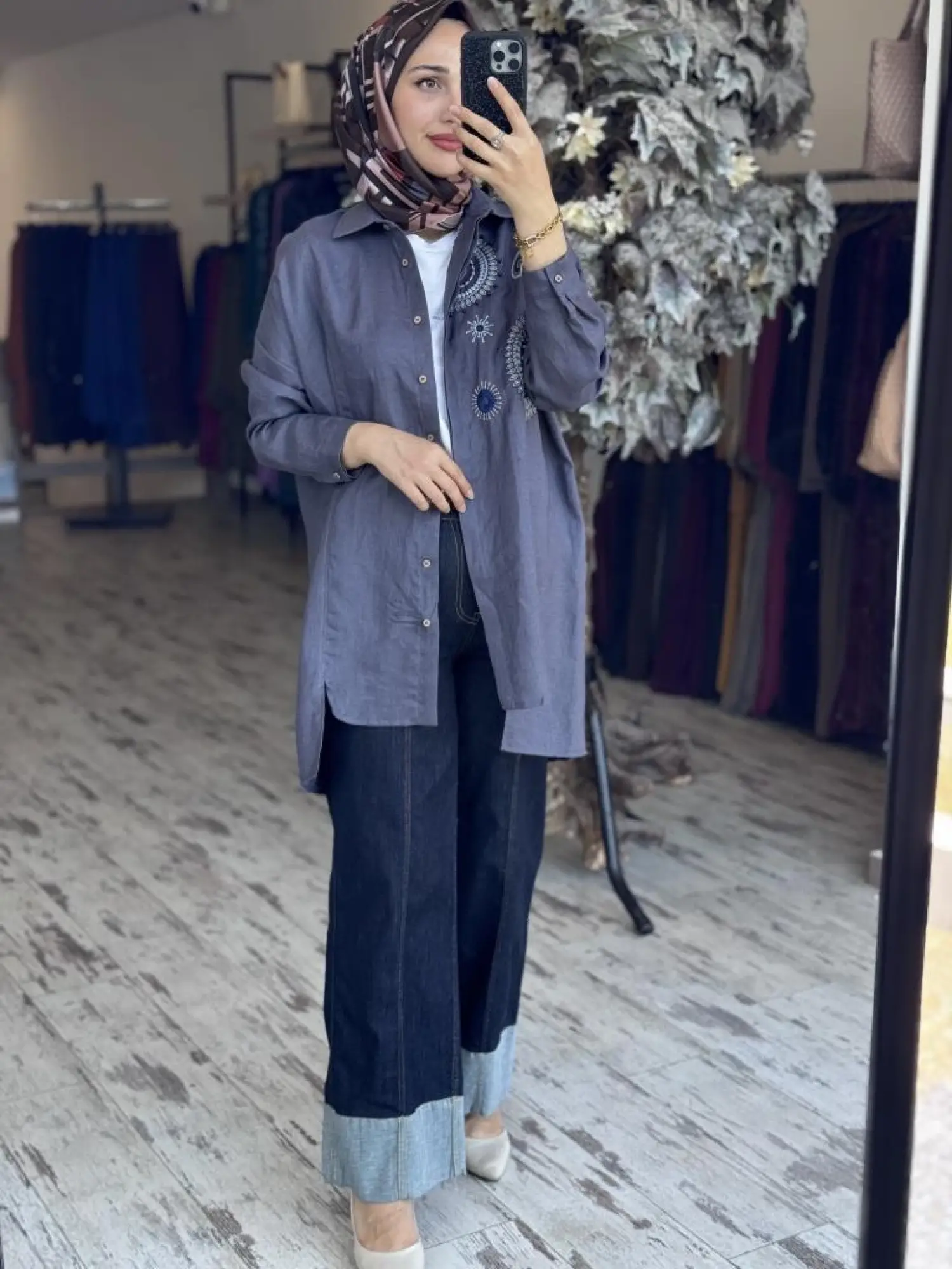 Tığ Triko Robası İşlemeli Gömlek GML3080