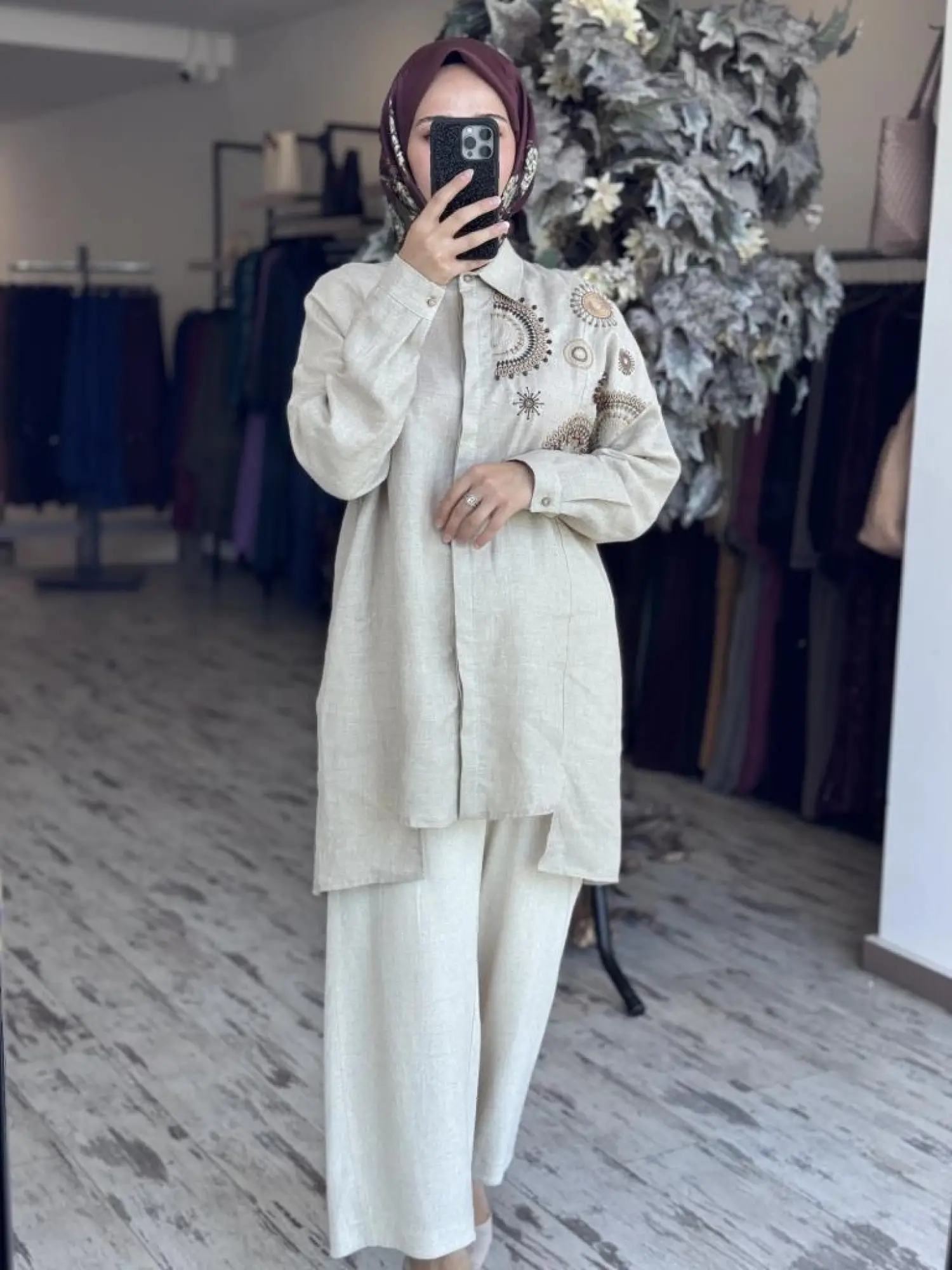 Tığ Triko Robası İşlemeli Gömlek GML3080