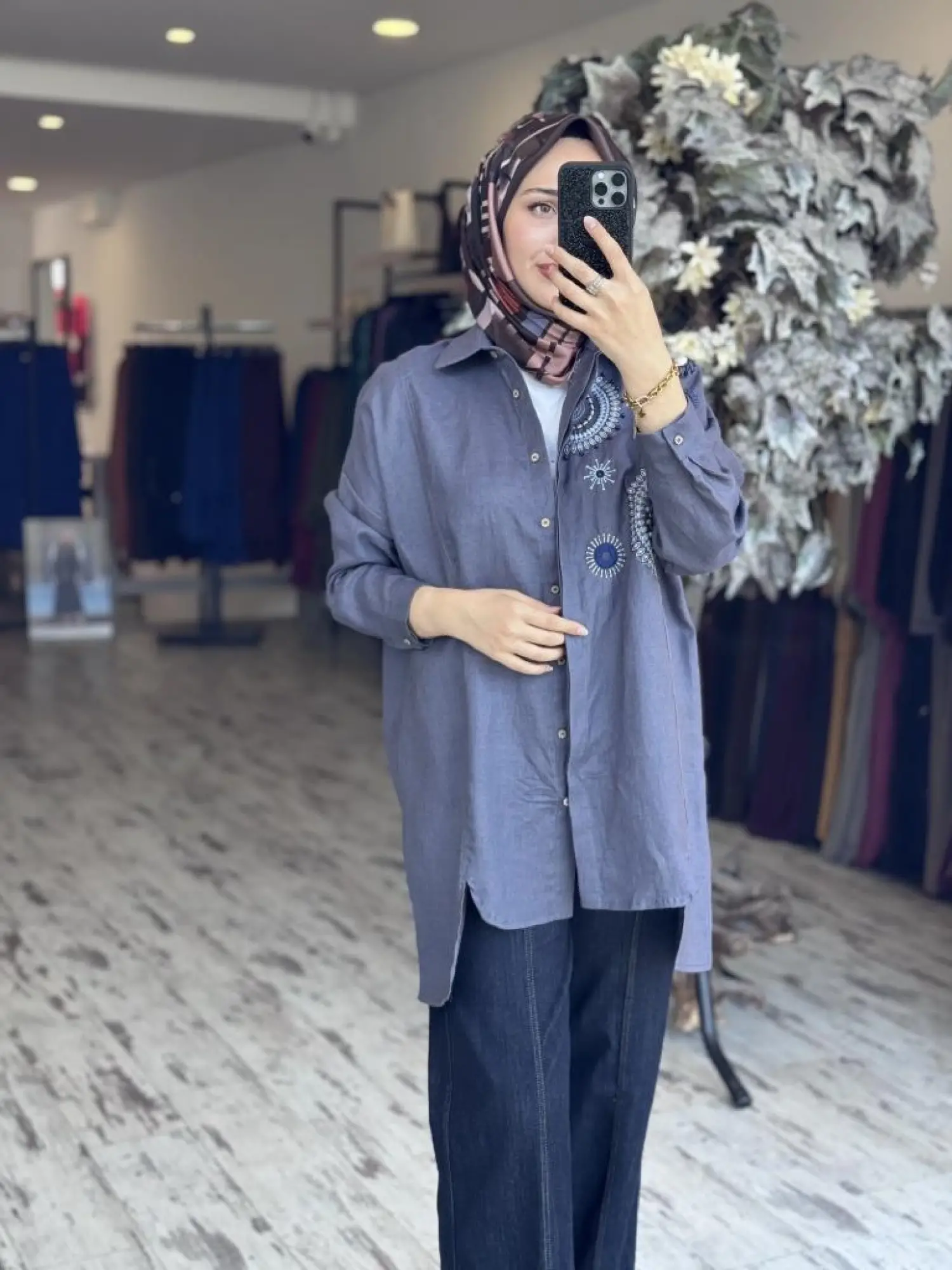 Tığ Triko Robası İşlemeli Gömlek GML3080