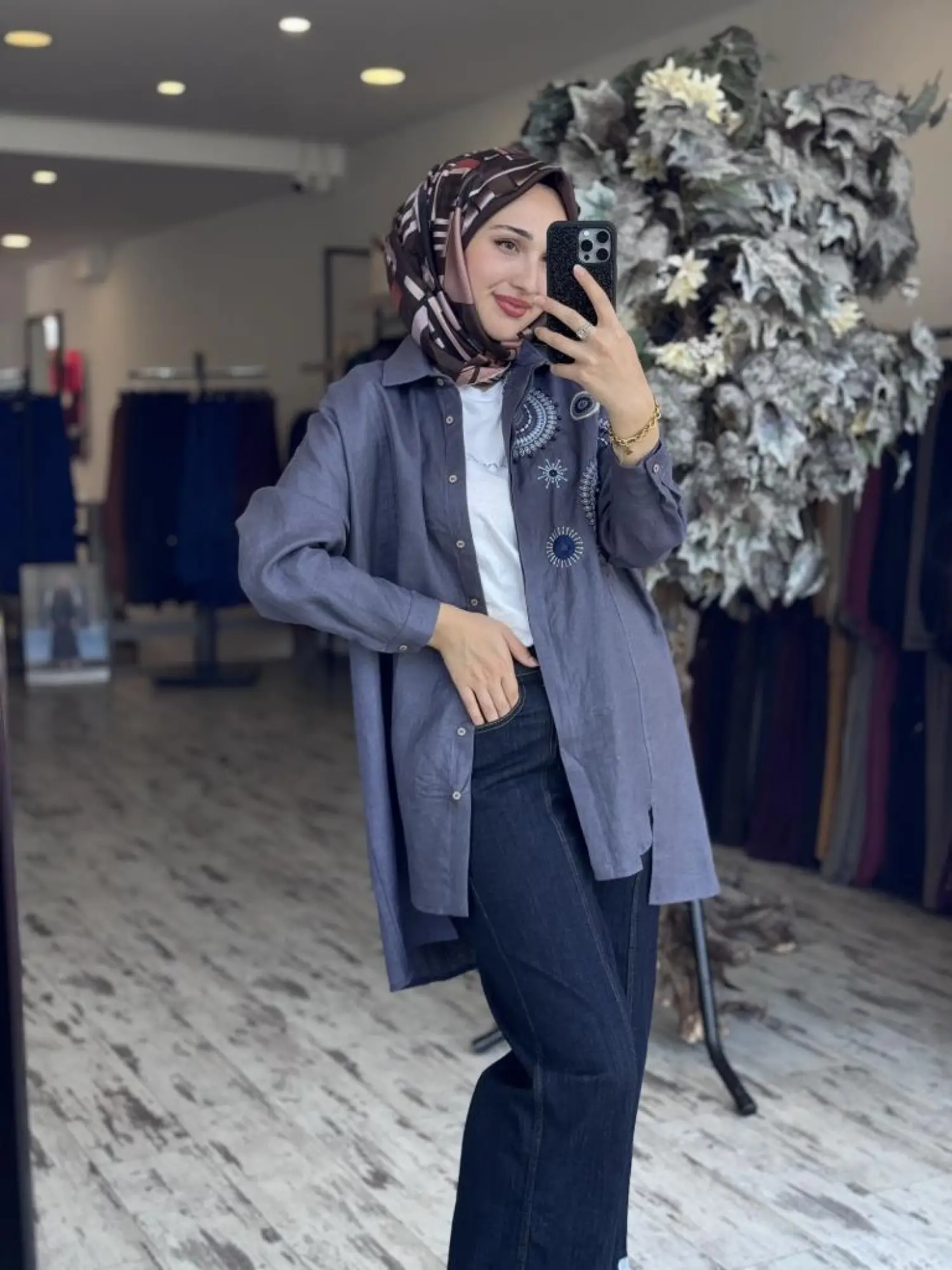 Tığ Triko Robası İşlemeli Gömlek GML3080