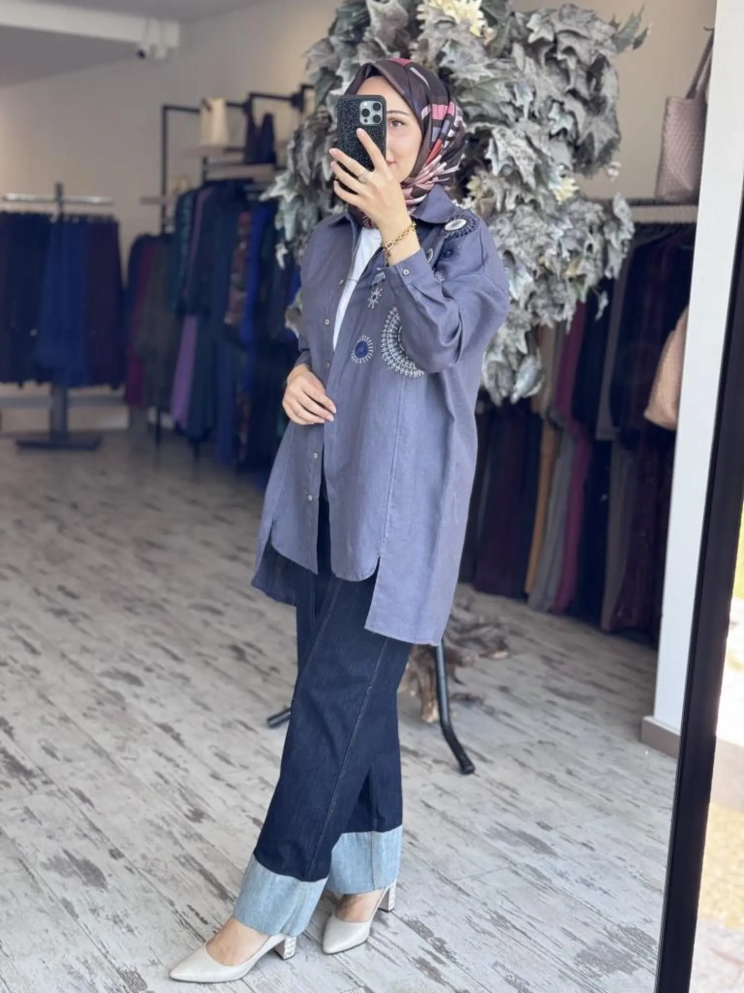 Tığ Triko Robası İşlemeli Gömlek GML3080