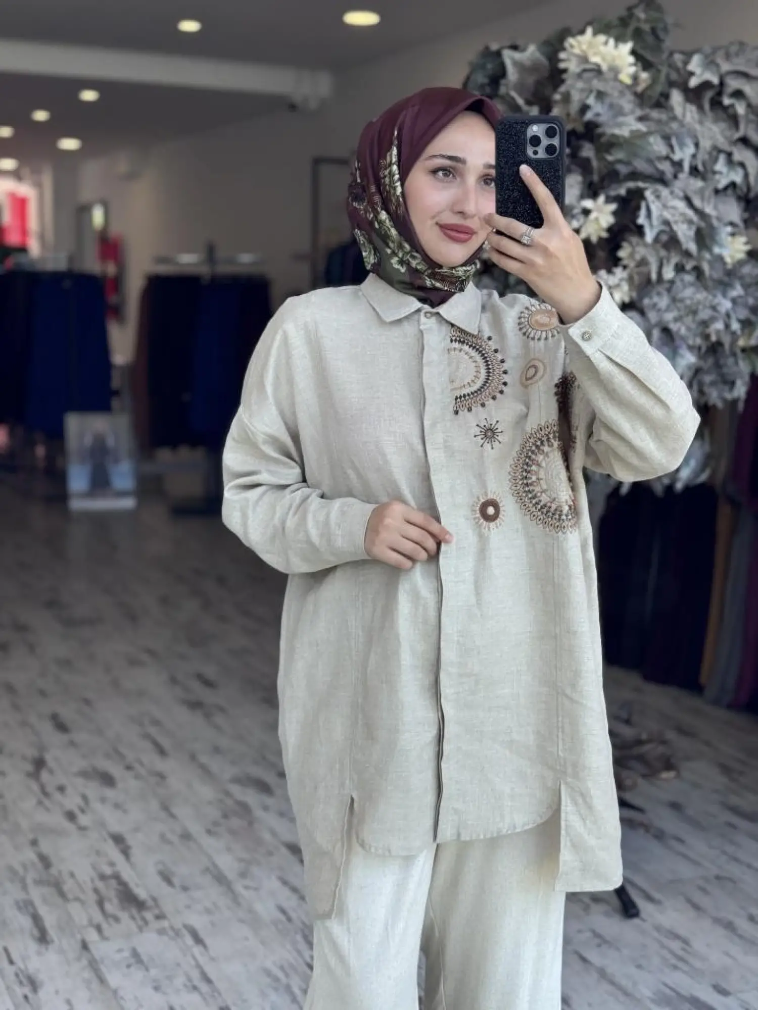 Tığ Triko Robası İşlemeli Gömlek GML3080