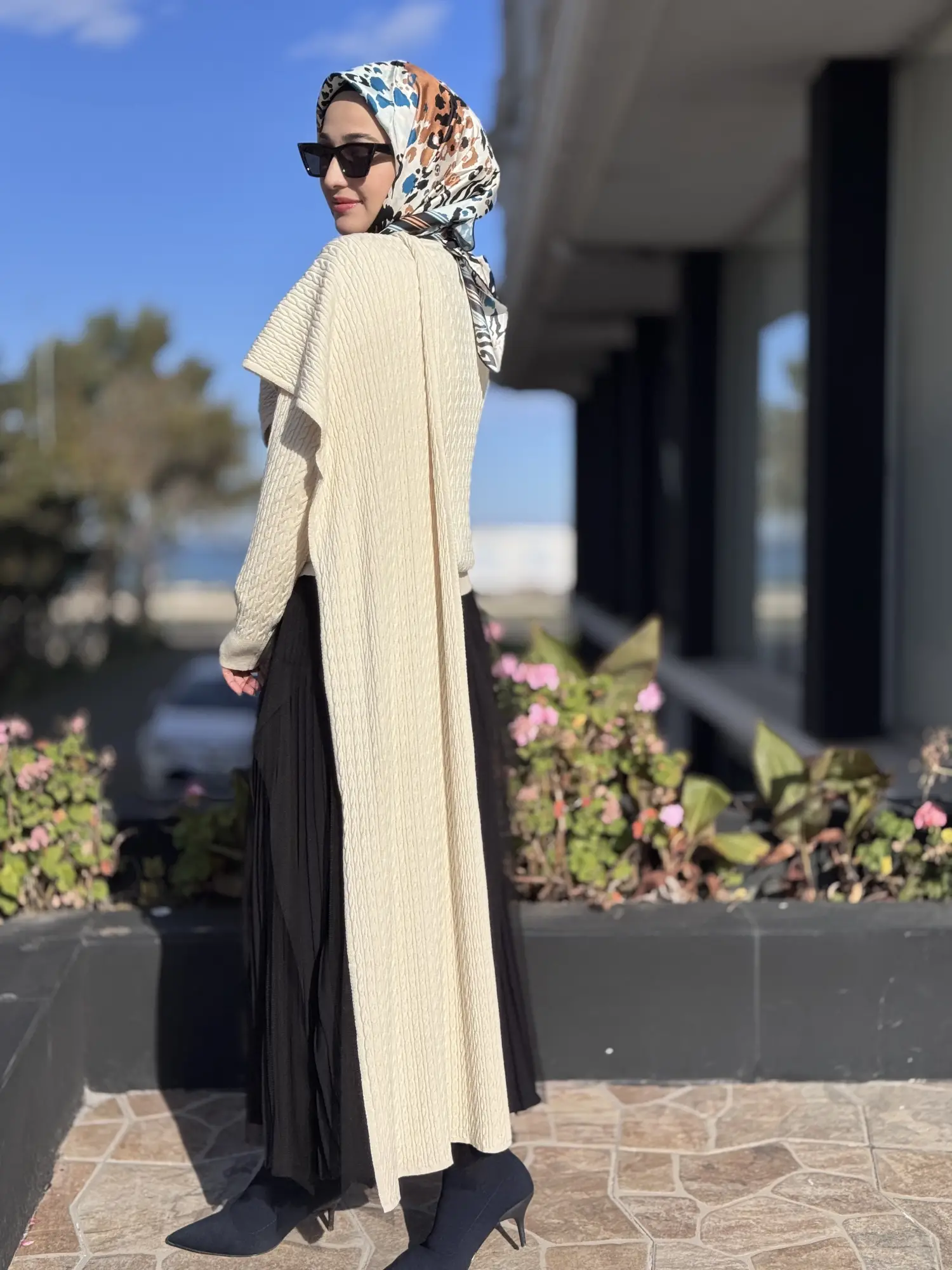 Tığ Triko Saç Örgü Desenli Şal Detaylı Triko Bluz BLZ21975