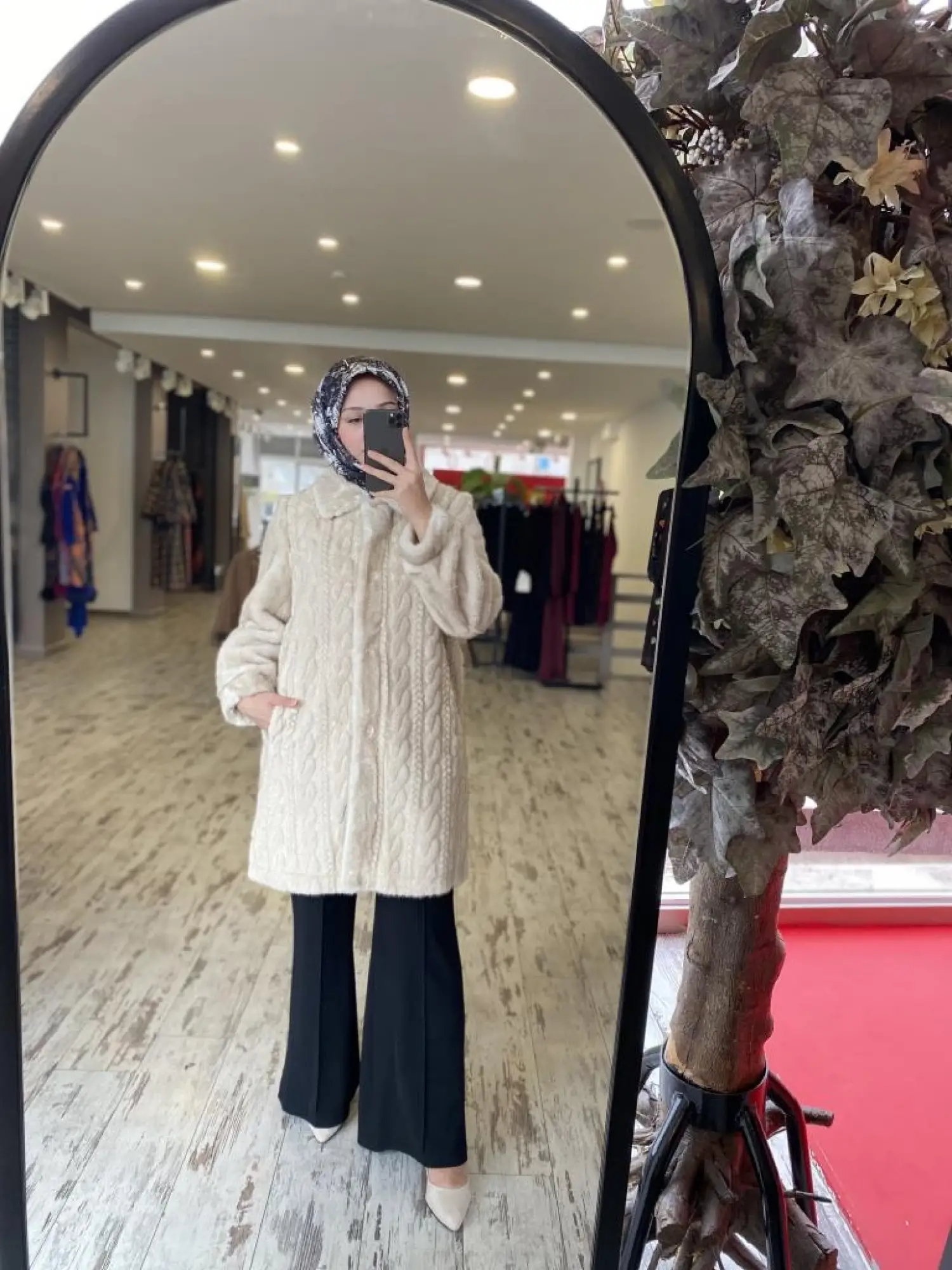 Tığ Triko Saç Örgülü Kürk Kaban KBN21772