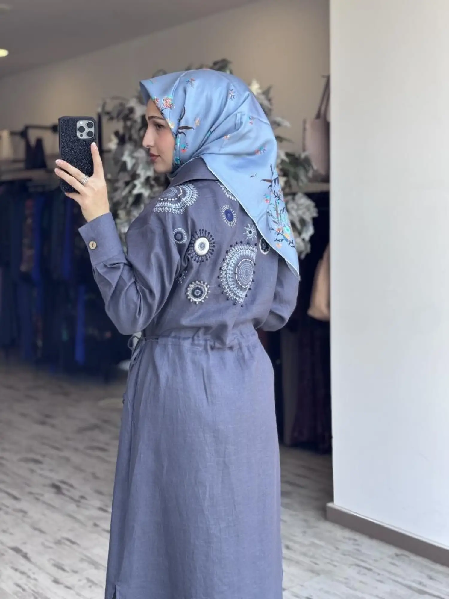 Tığ Triko Sırt Nakış ve Boncuk Detaylı Kap KAP3082