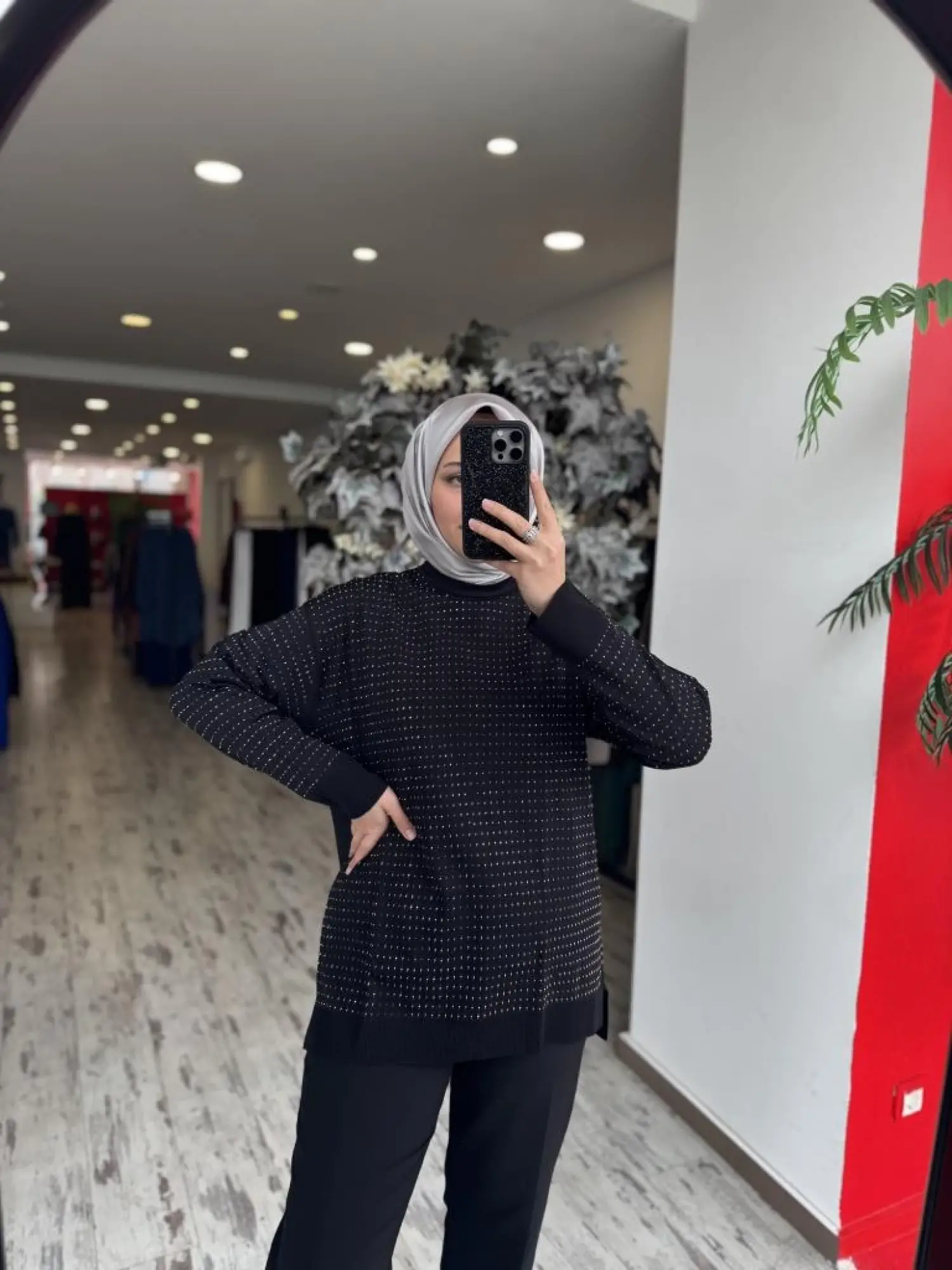 Tığ Triko Taş Baskılı Rayon Tunik TNK21717