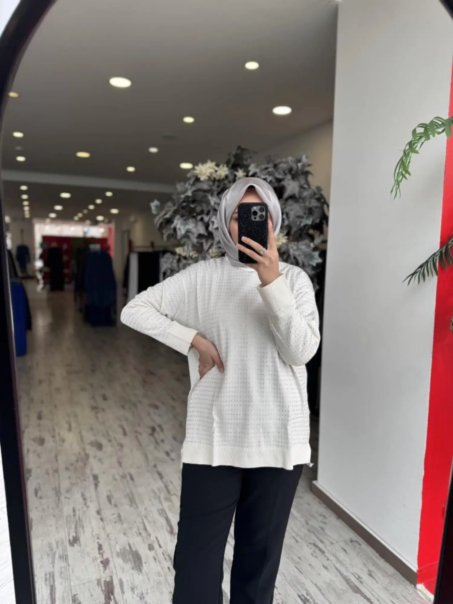 Tığ Triko Taş Baskılı Rayon Tunik TNK21717