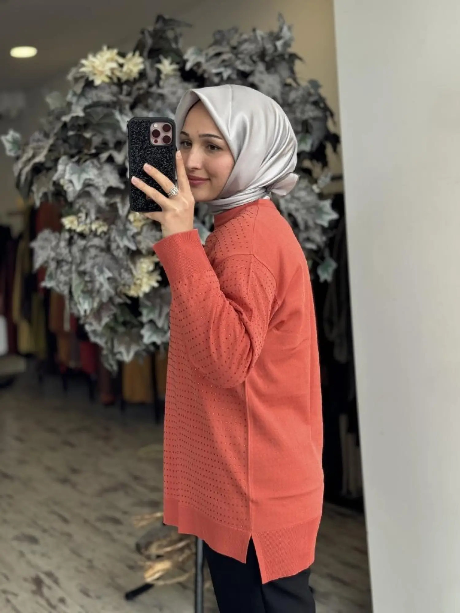 Tığ Triko Taş Baskılı Rayon Tunik TNK21717