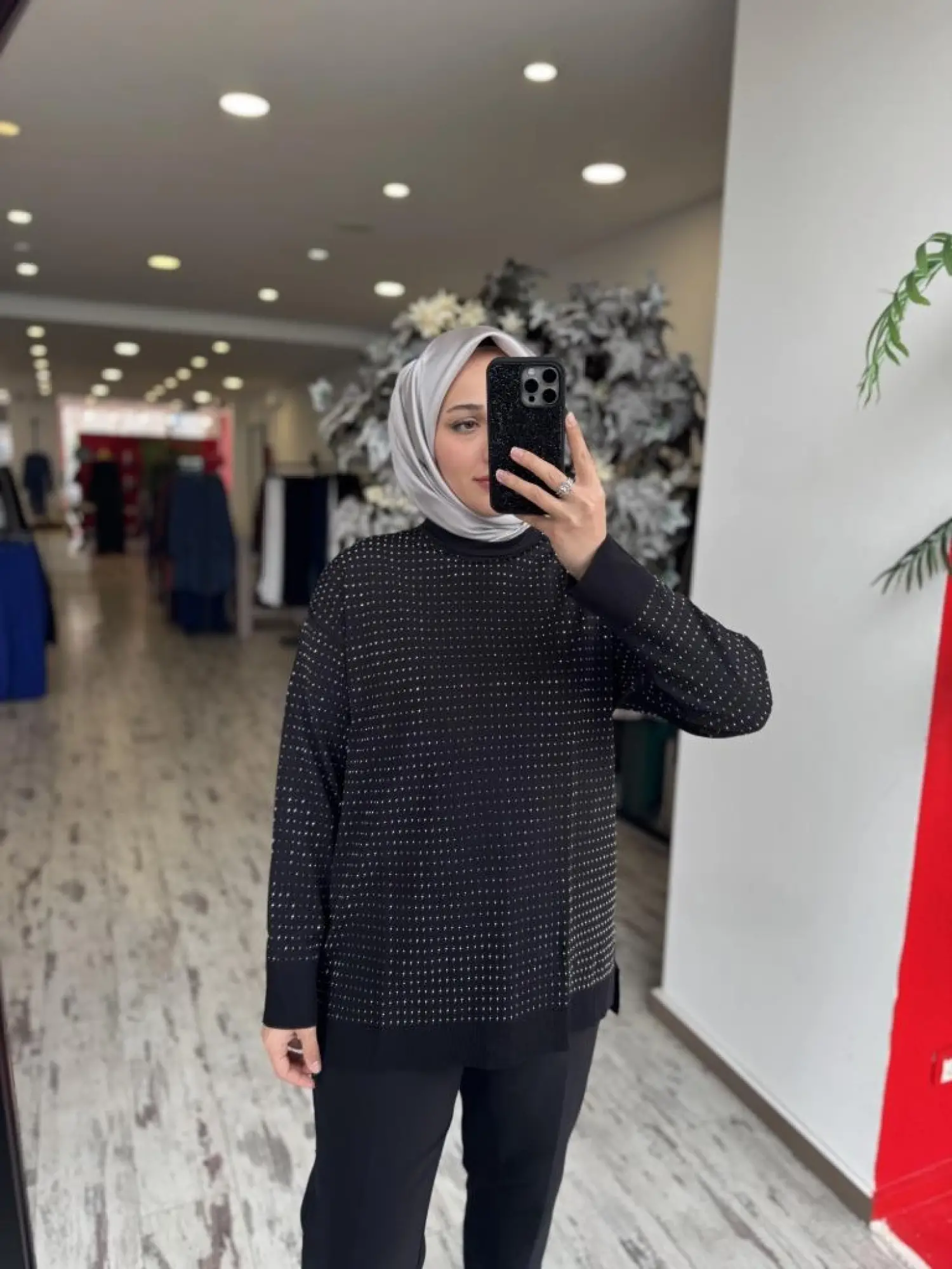 Tığ Triko Taş Baskılı Rayon Tunik TNK21717