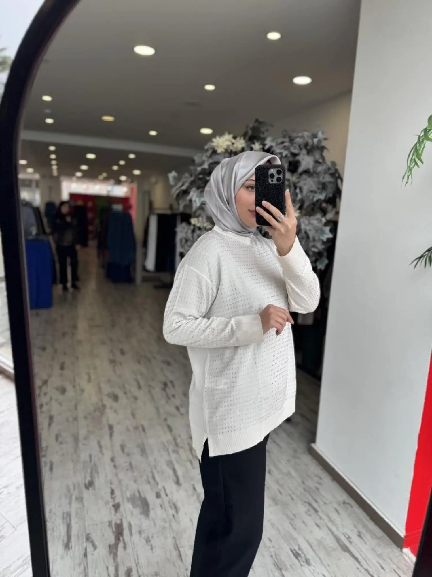 Tığ Triko Taş Baskılı Rayon Tunik TNK21717