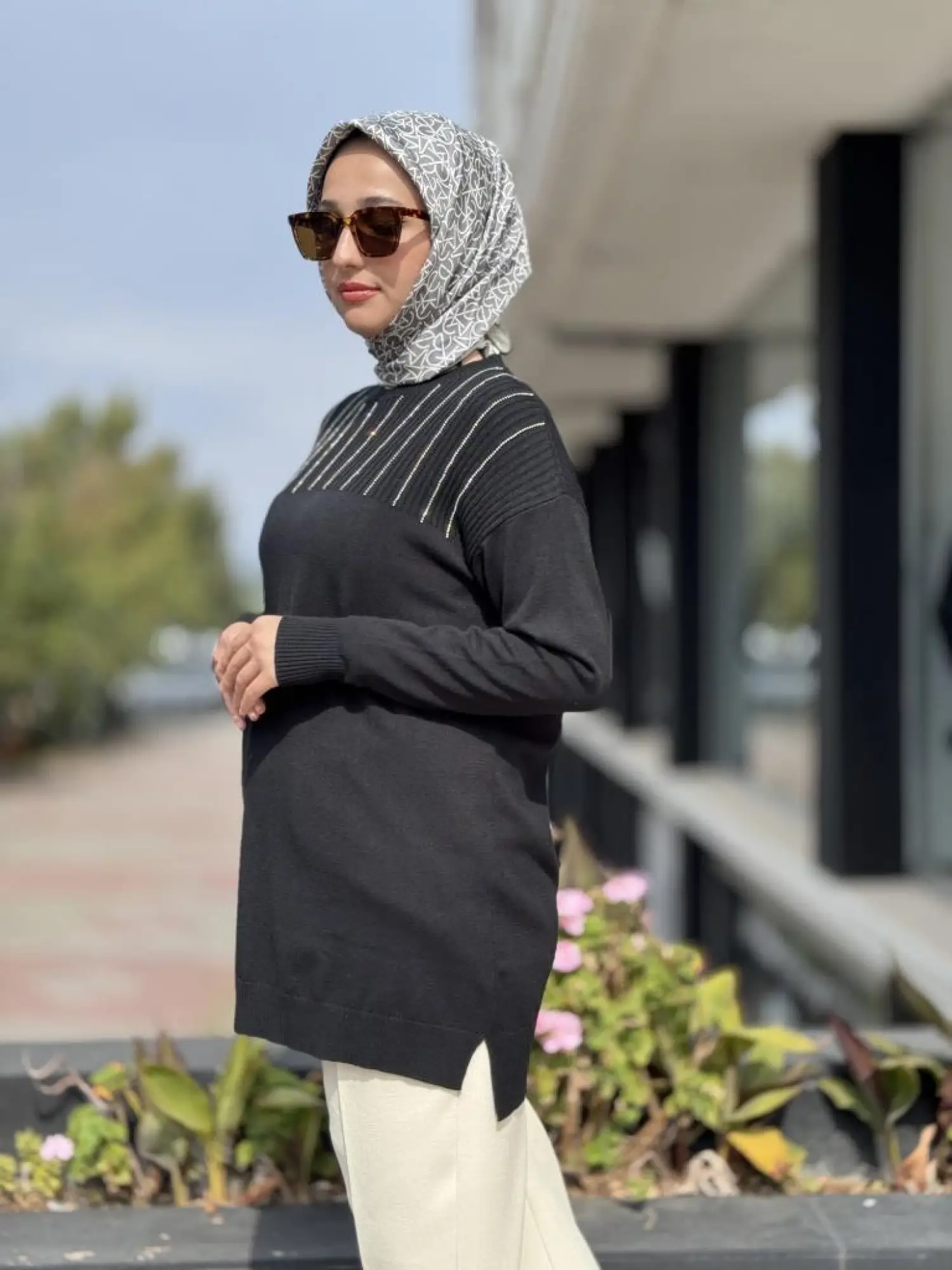 Tığ Triko Taş Detaylı Triko Tunik TNK21739