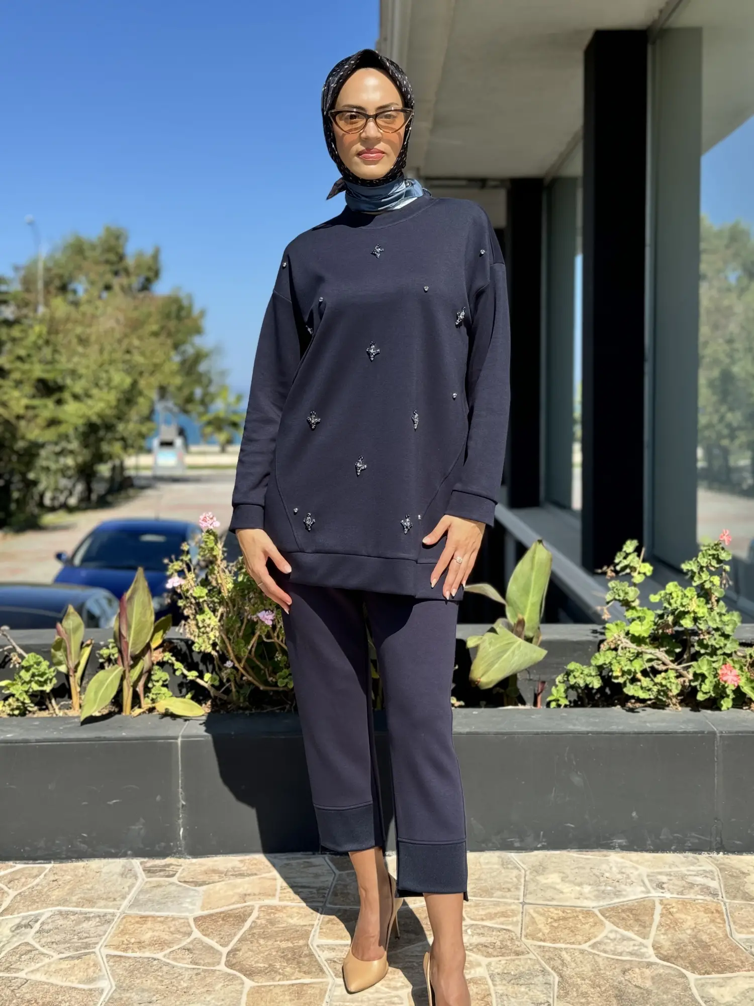 Tığ Triko Taş İşlemeli Spor Tunik TKM1971