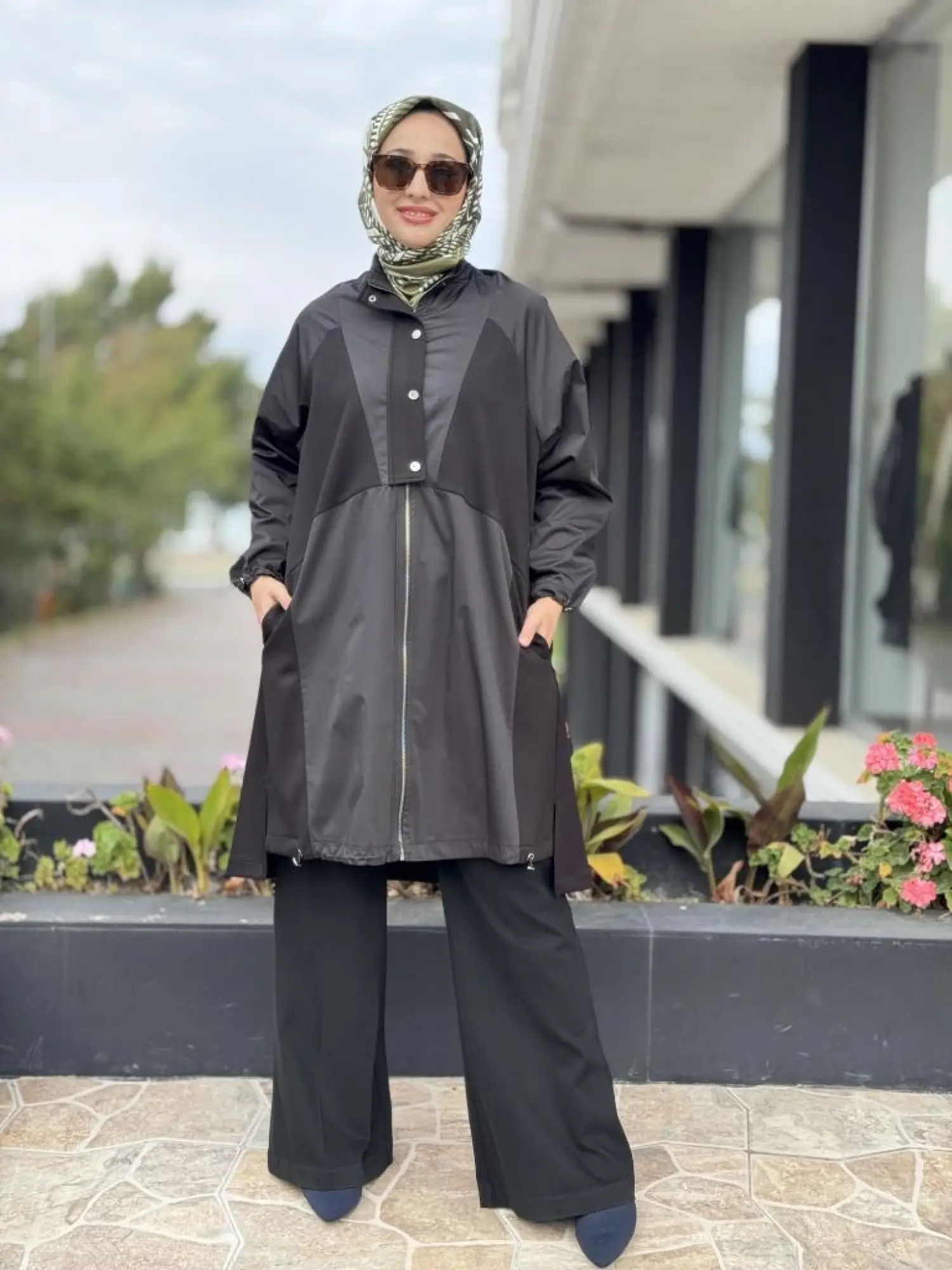 Tığ Triko Teknik Kumaş Kombinli Fermuar Detaylı Kap KAP20004