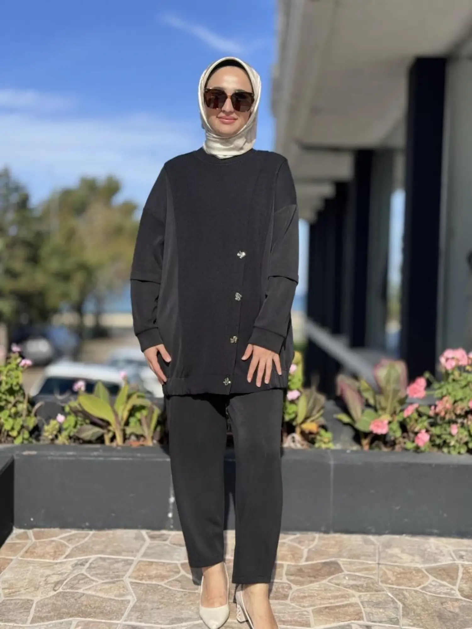 Tığ Triko Triko Kombinli Tunik Pantolon Takım TKM5041