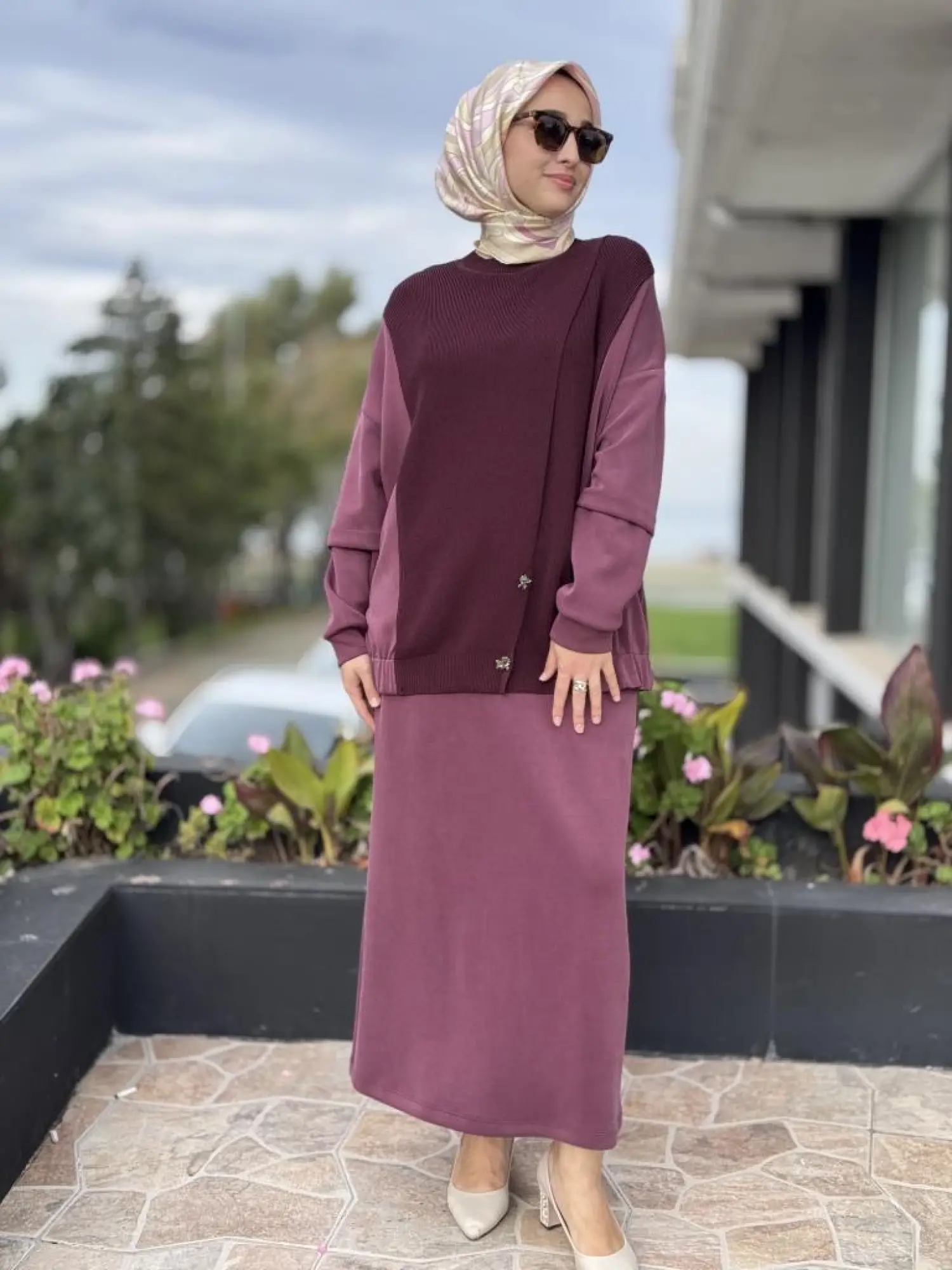 Tığ Triko Triko Maxi Düğmeli Etekli Takım TKM5030