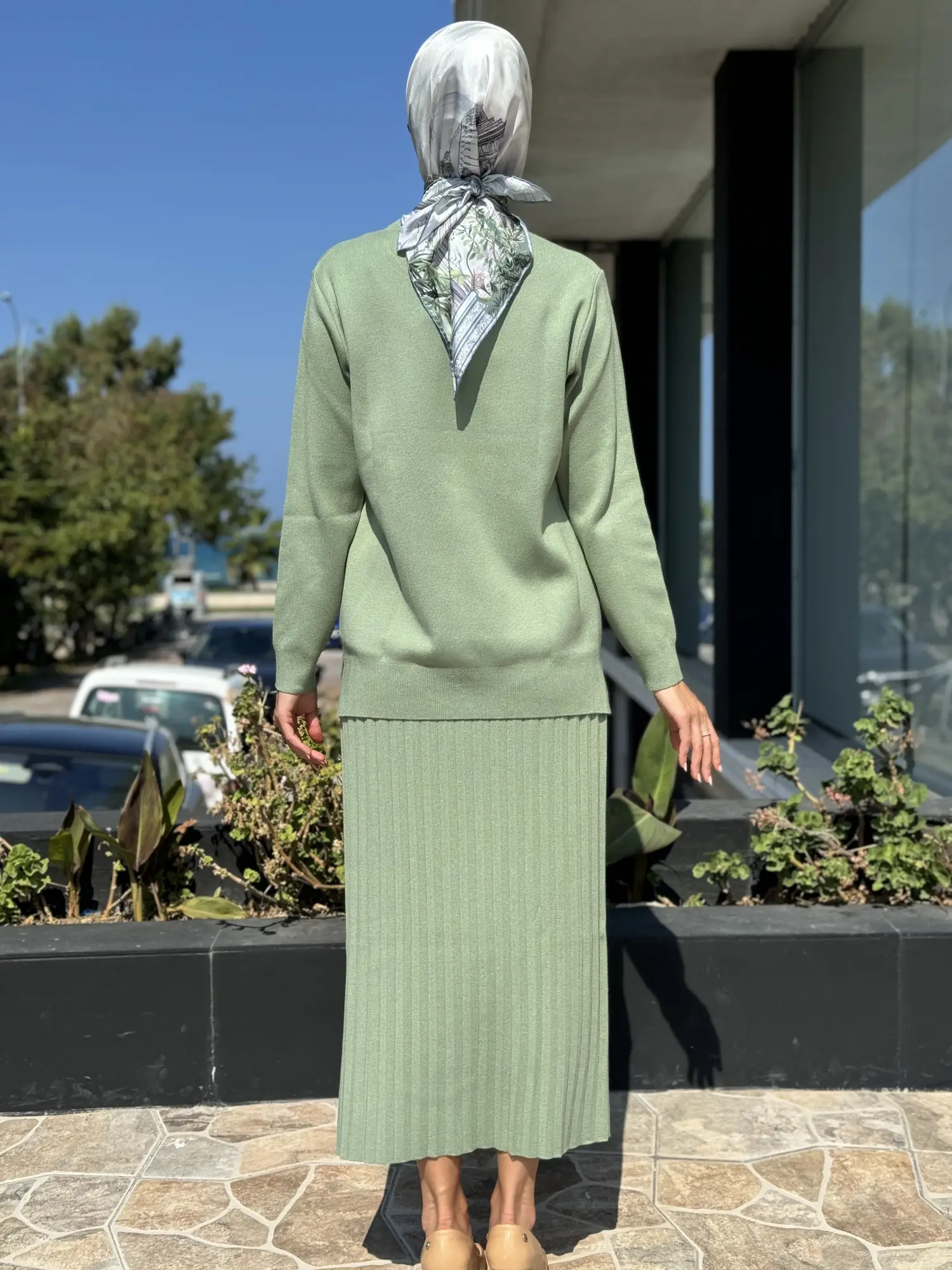 Tığ Triko Tunik Pileli Etekli Takım TKM21623