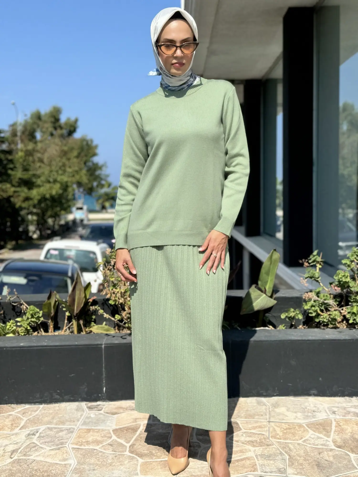 Tığ Triko Tunik Pileli Etekli Takım TKM21623