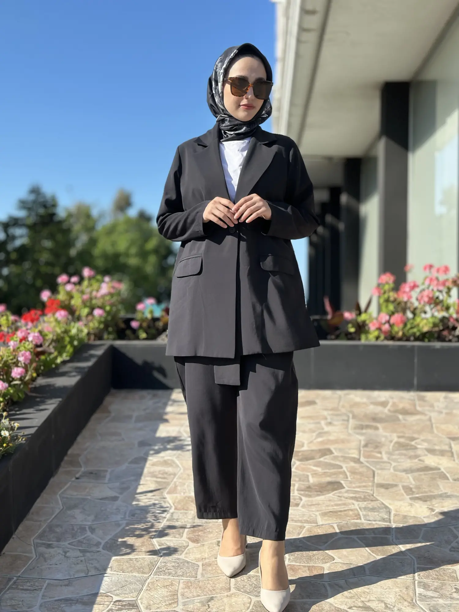 Tığ Triko Yaka Detaylı Blazer Ceket Pantolon Takım TKM5085