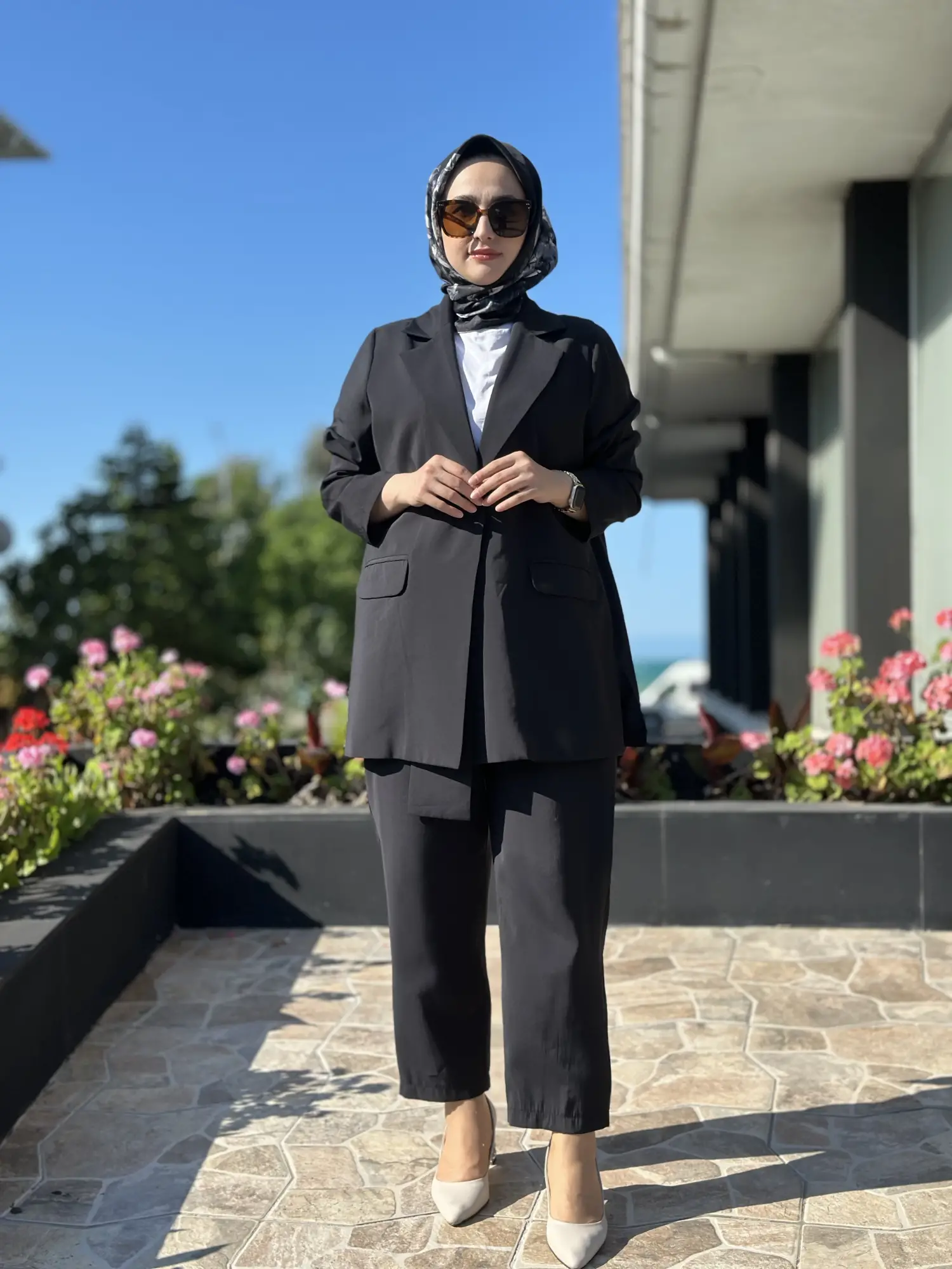 Tığ Triko Yaka Detaylı Blazer Ceket Pantolon Takım TKM5085