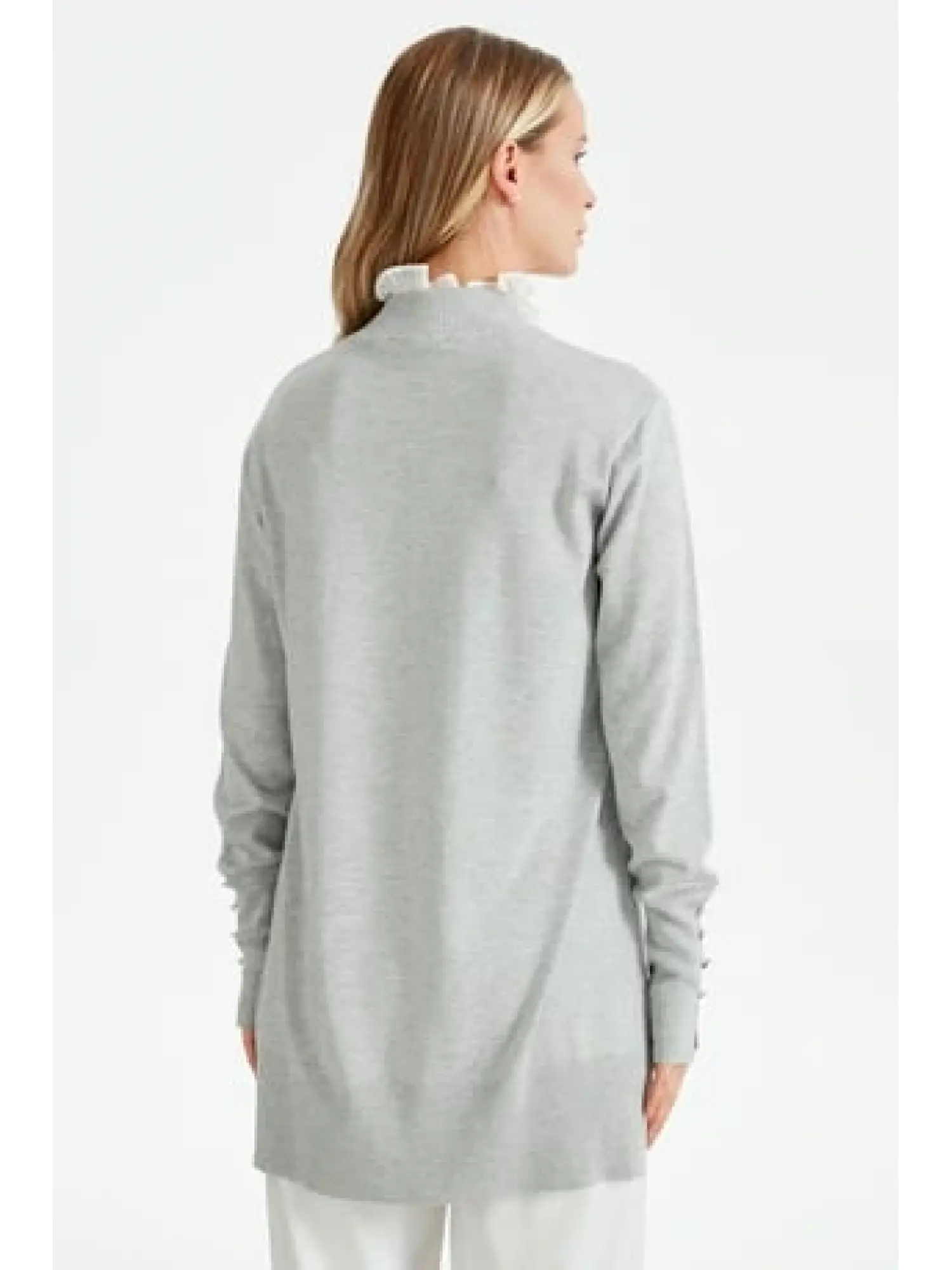 Tığ Triko Yakası Fırfır Detaylı Tunik TNK21486