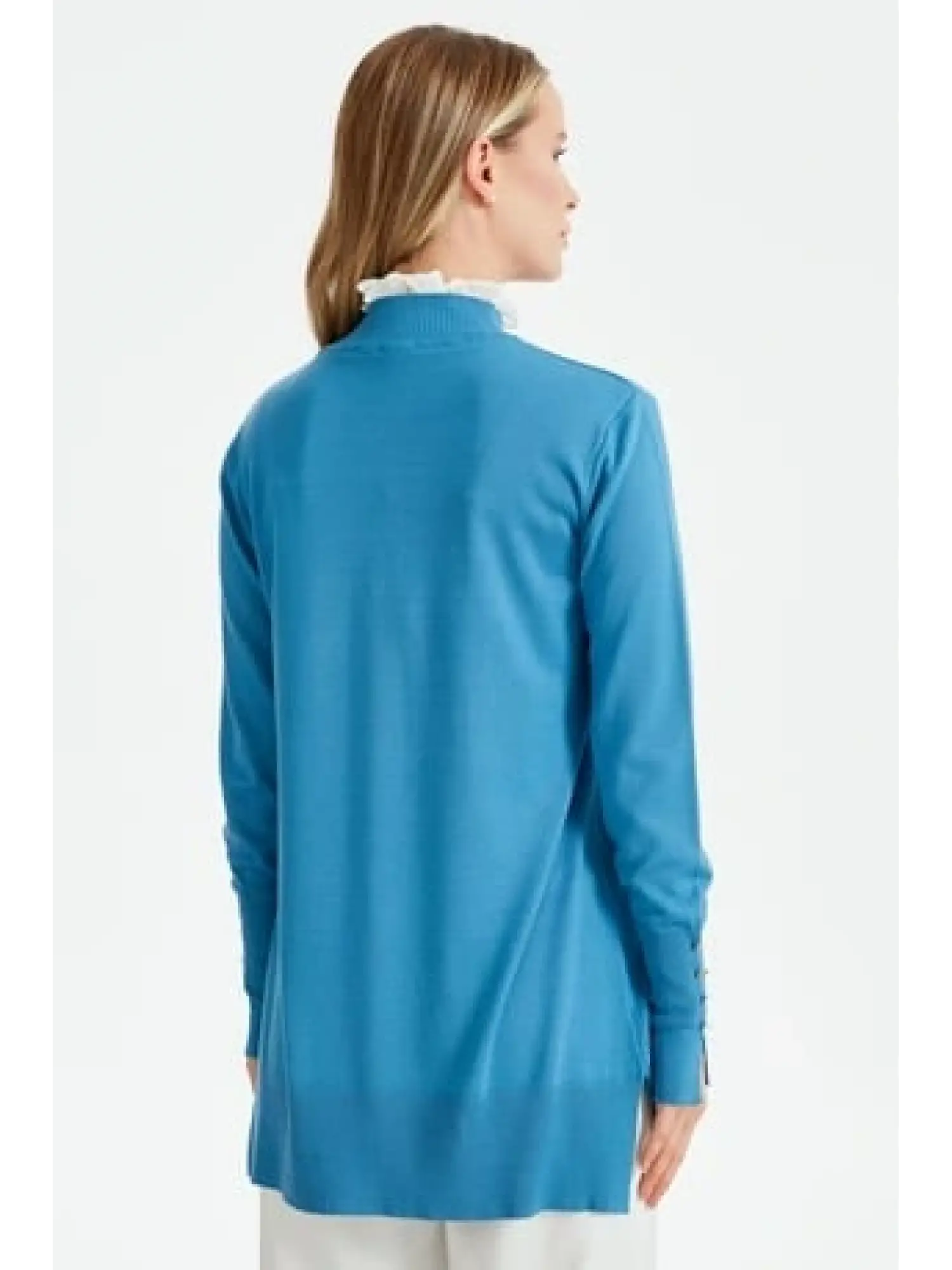 Tığ Triko Yakası Fırfır Detaylı Tunik TNK21486