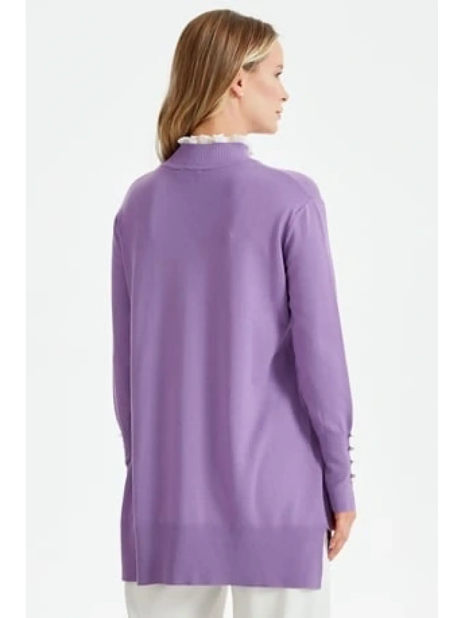 Tığ Triko Yakası Fırfır Detaylı Tunik TNK21486