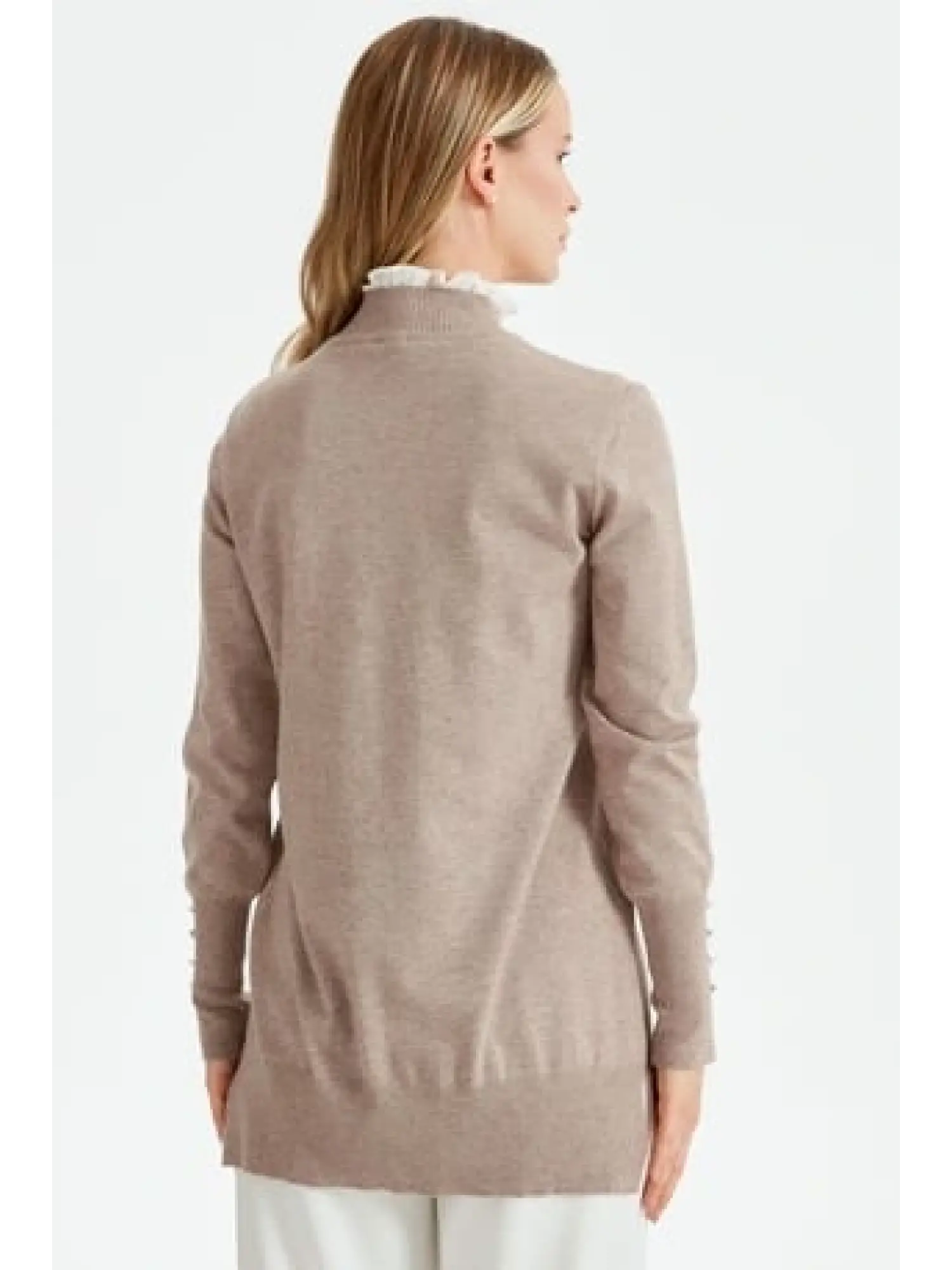 Tığ Triko Yakası Fırfır Detaylı Tunik TNK21486